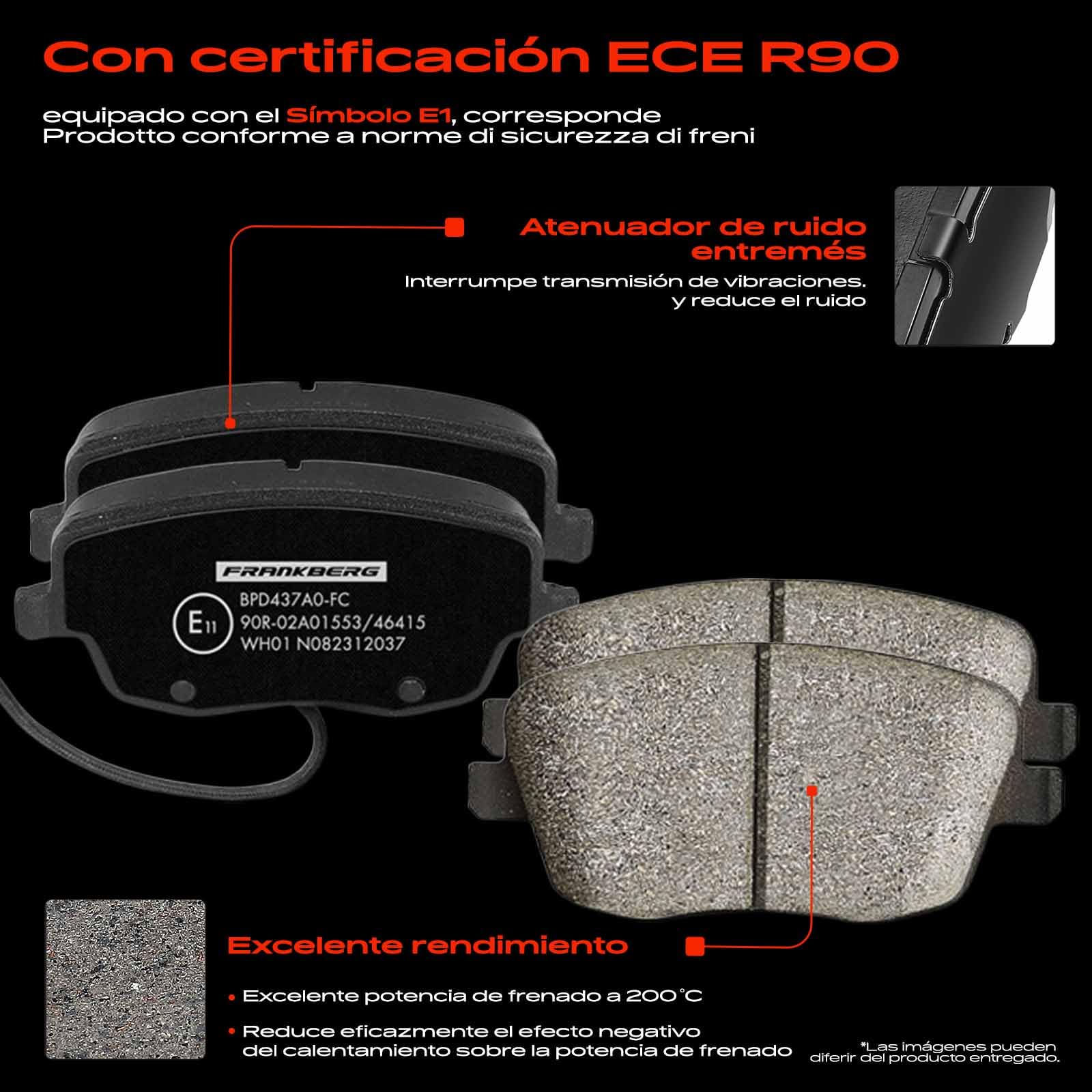Frankberg 2 discos de freno + 4 pastillas de freno | JZW615301D, 1J0615301C; Compatible con: Polo 9A 9N, Habitación 5J7, Fabia I Prácticas 6Y5