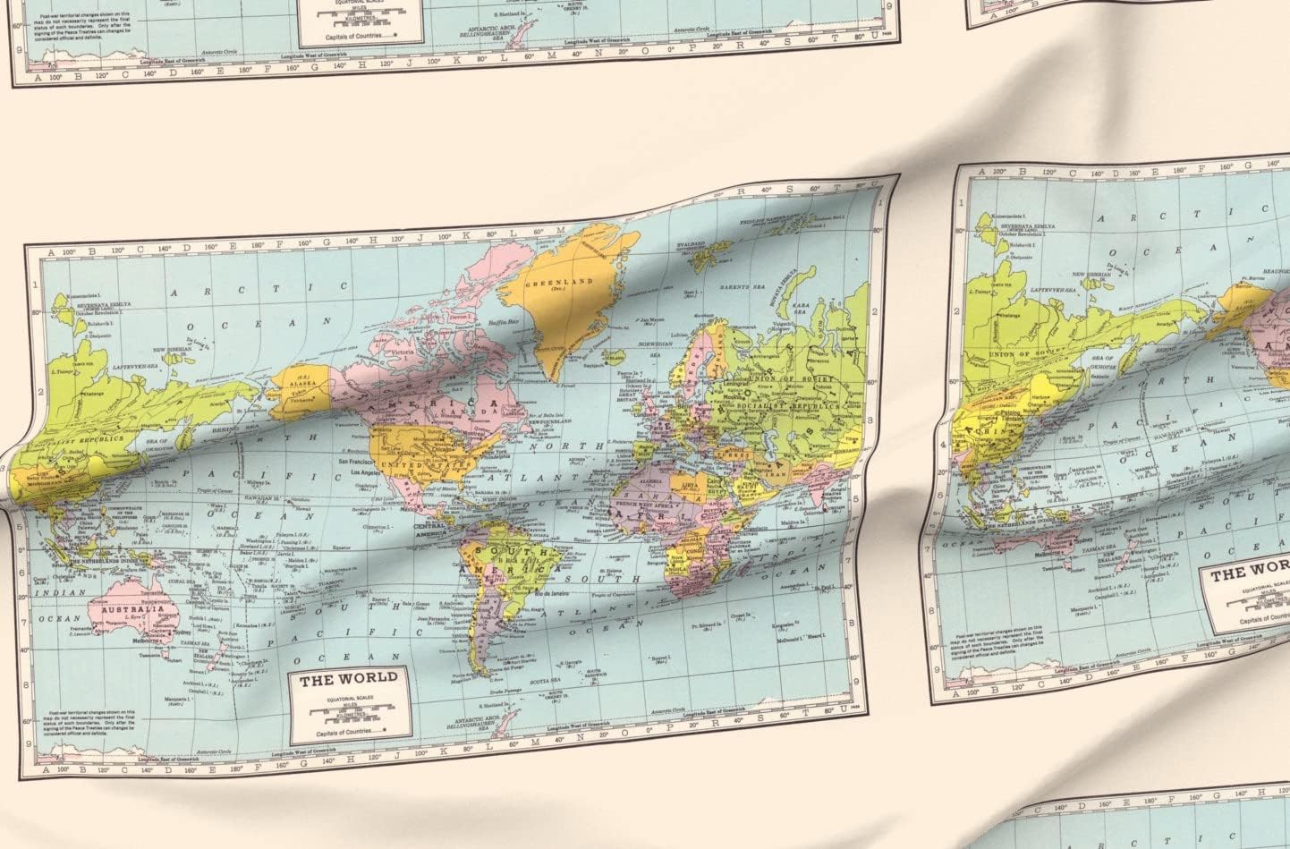 Spoonflower Fabric - World Map Vintage Colorful Printed on Minky Fabric by The Yard - Sewing Baby Blankets Quilt Backing Plush