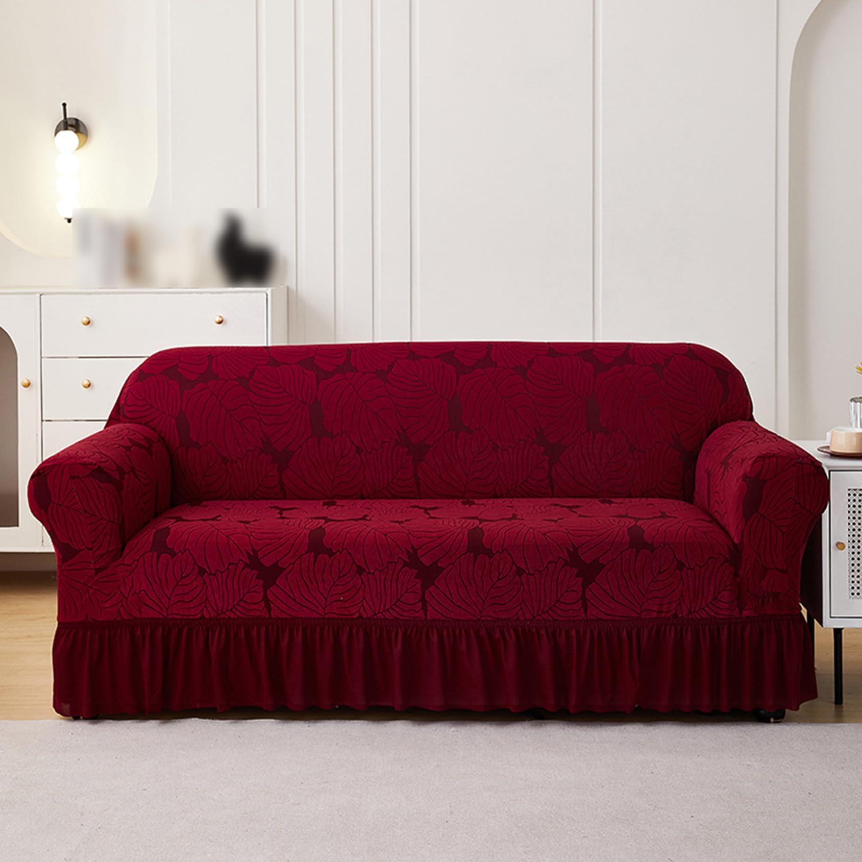 Pers A Sof Cover, 1/2/3/4 Seater Sof Slipcover Ll-Inclusive Stretch Sof Covers Dustproof Washable Sof Slipcovers With Skirt For Living Room Home Decor(Size:2 Seater(145-185Cm),Color:a)