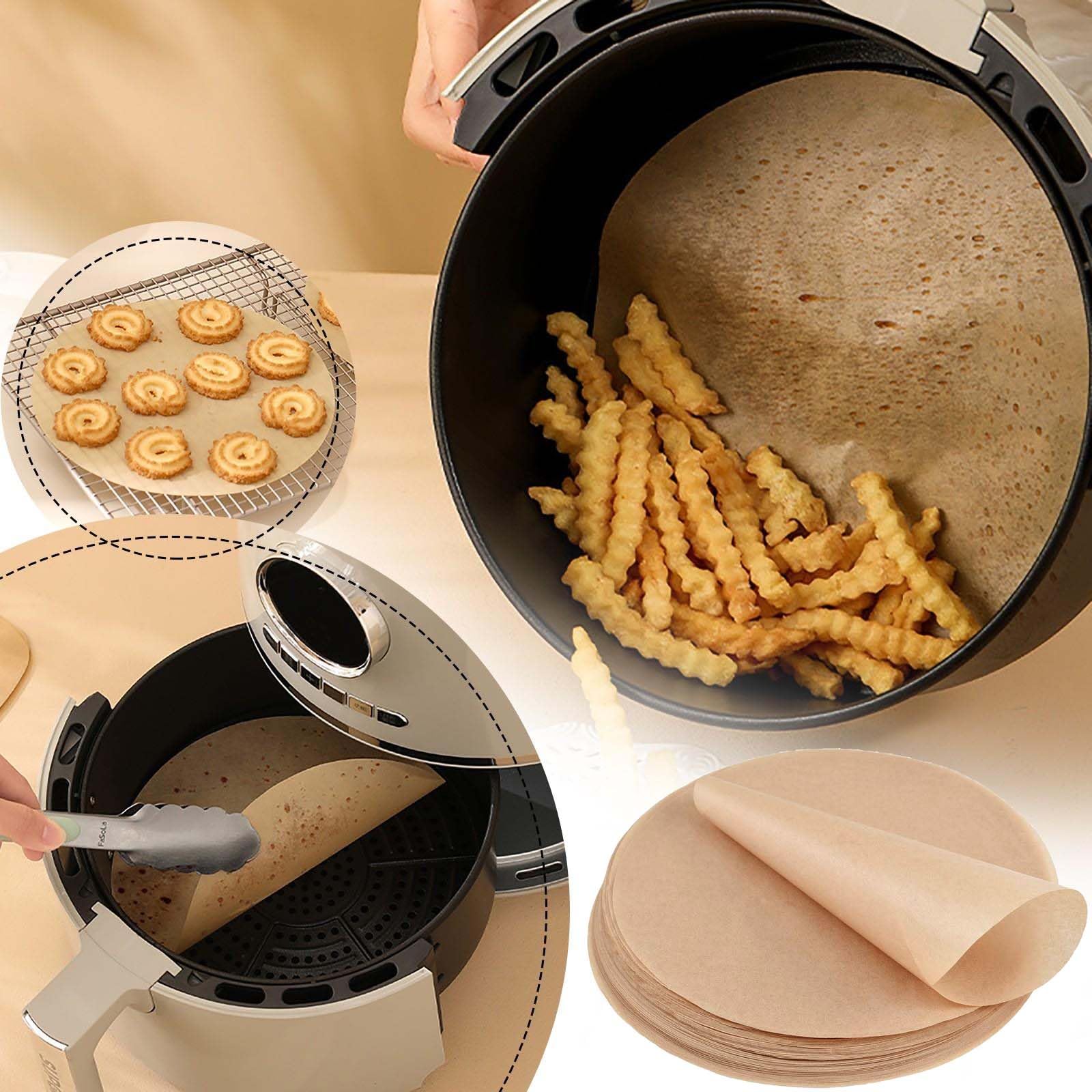 200 stuks ronde bakpapier, diameter 30 cm, rond bakpapier met antiaanbaklaag, voor airfryer, hittebestendig bakfolie, rond, voor pannen, bakken, BBQ, pizza, cake, luchtfriteuse (wit