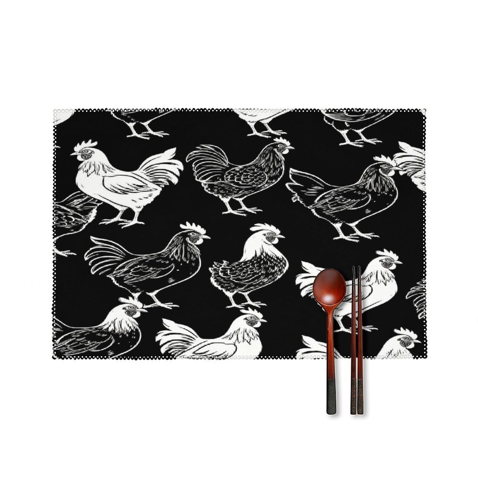 Fodpand Style Chickens Rooster Placemats Set Of 4 Place Mats Table Mats