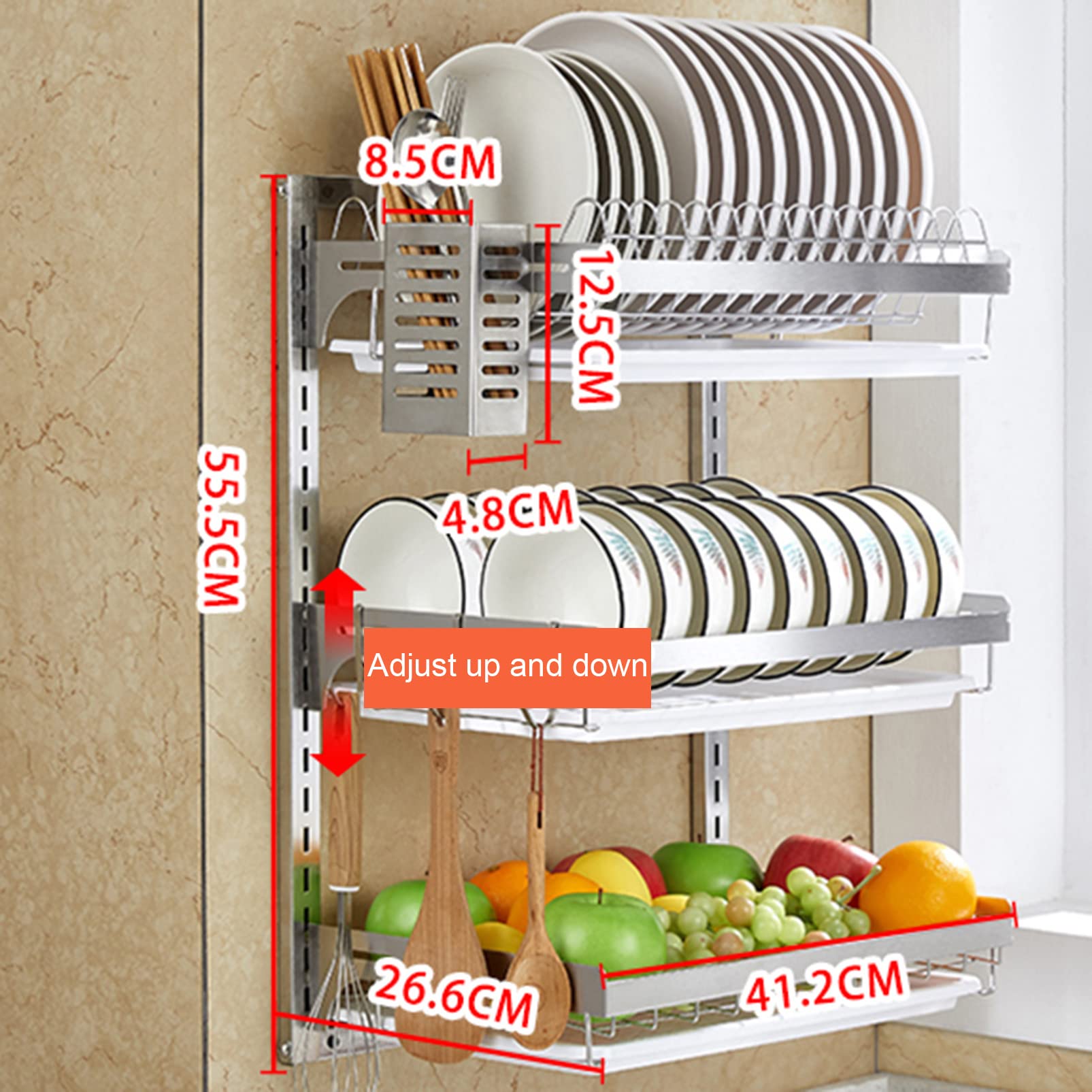 Kitchen Plate Drying Rack With Tray 2-Piece Plastic Dish Drying