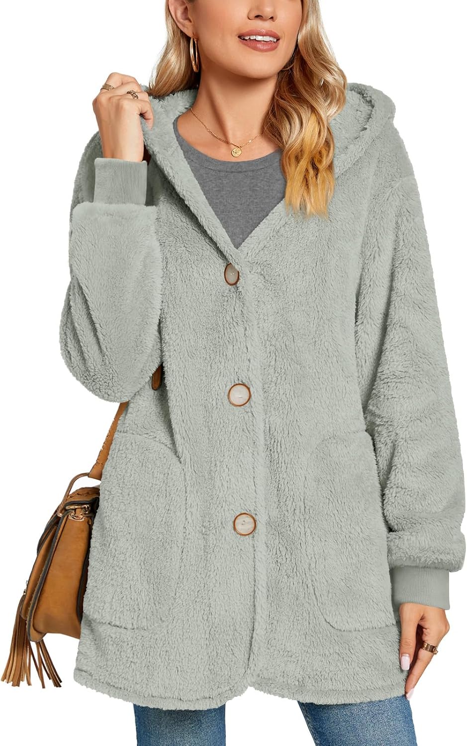 Bestbee Warm Fleece Jackets for Women, Fuzzy Hooded...