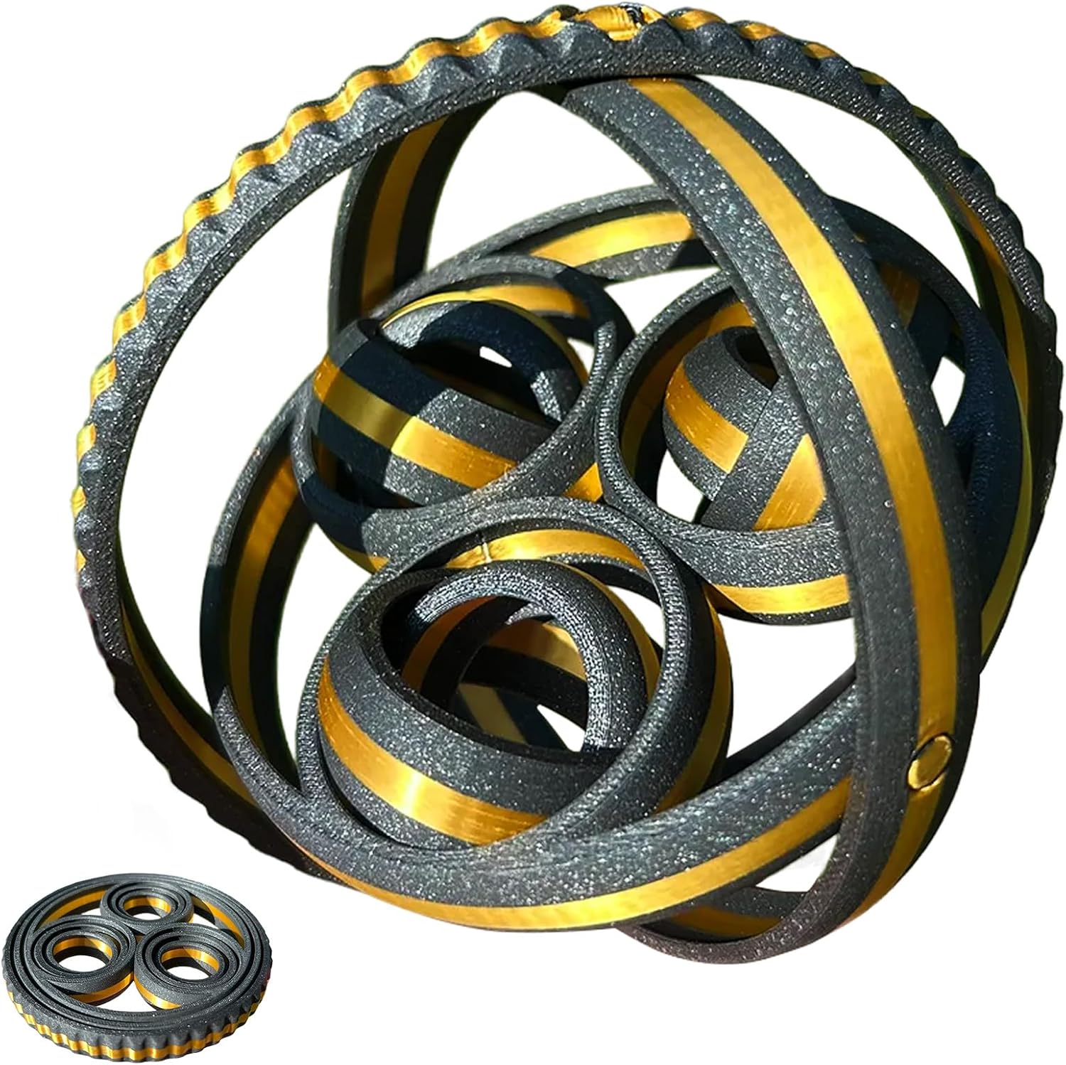 Rotating Rings Fidget, 2024 3D Printed Helical Gear Fidget Toy, Rings Inside of