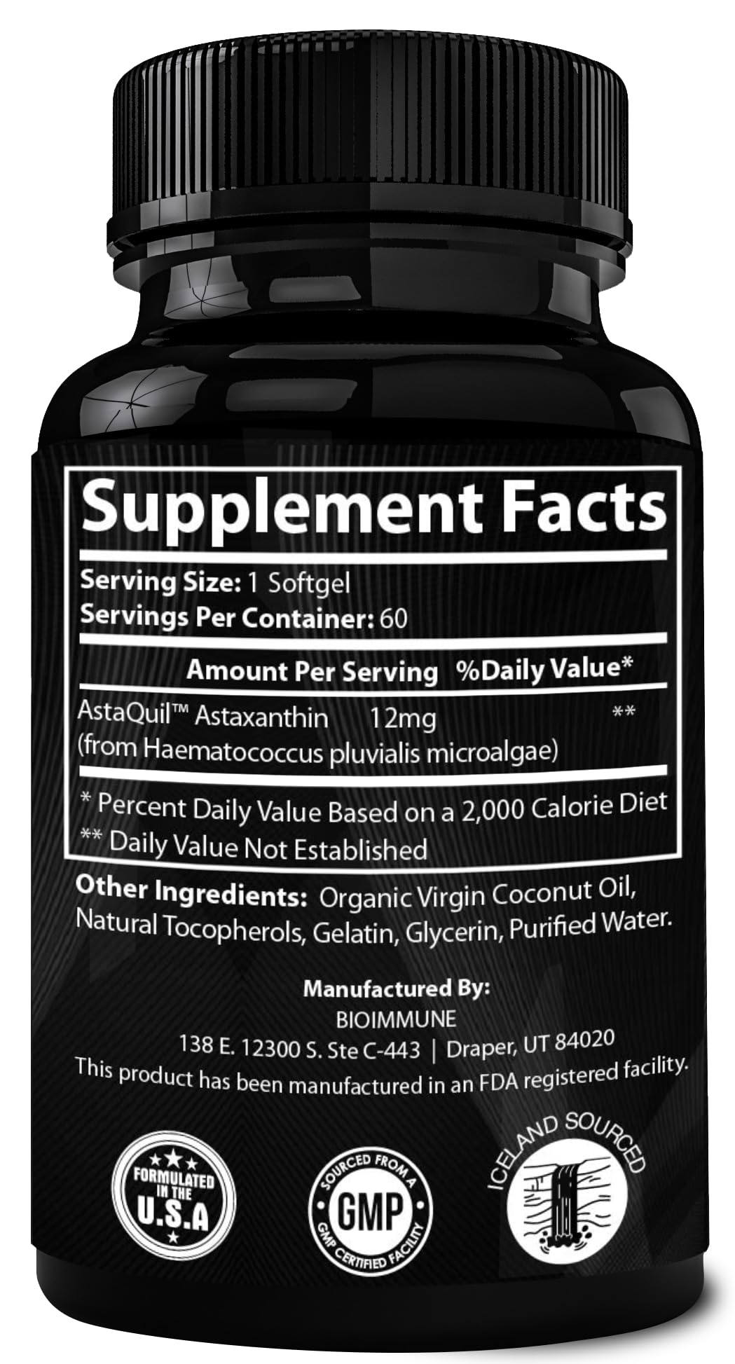 BioImmune Triple Strength AstaQuil™ Astaxanthin 12mg Enhanced Absorption, 60 Softgels w/Organic Coconut Oil. Powerful Antioxidant for Eye, Joint & Heart Health. — Amazon image 7