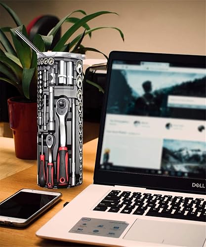 Miniatura 6 de Vaso delgado de 20 onzas con tapa y pajilla, regalos para hombre, regalos de cumpleaños para papá, taza de viaje para padre, acero inoxidable, doble