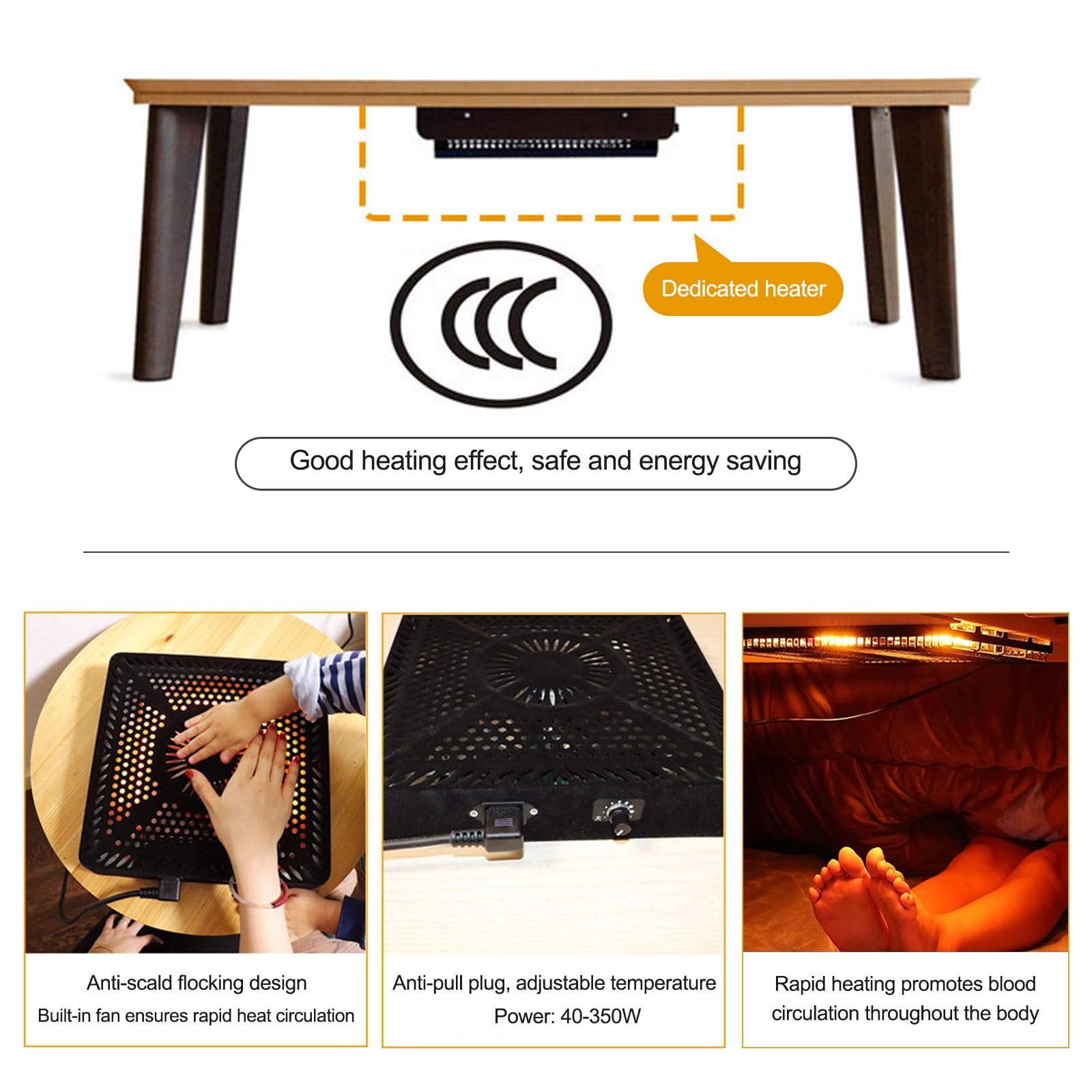 HARELA Tavolo Riscaldante Tatami Kotatsu Tavolino, Tavolino Riscaldamento per Riscaldamento Invernale, Tavolino da salotto, Legno massello, Regalo caloroso per la famiglia(Brown,75x75cm/29.5x29.5in)