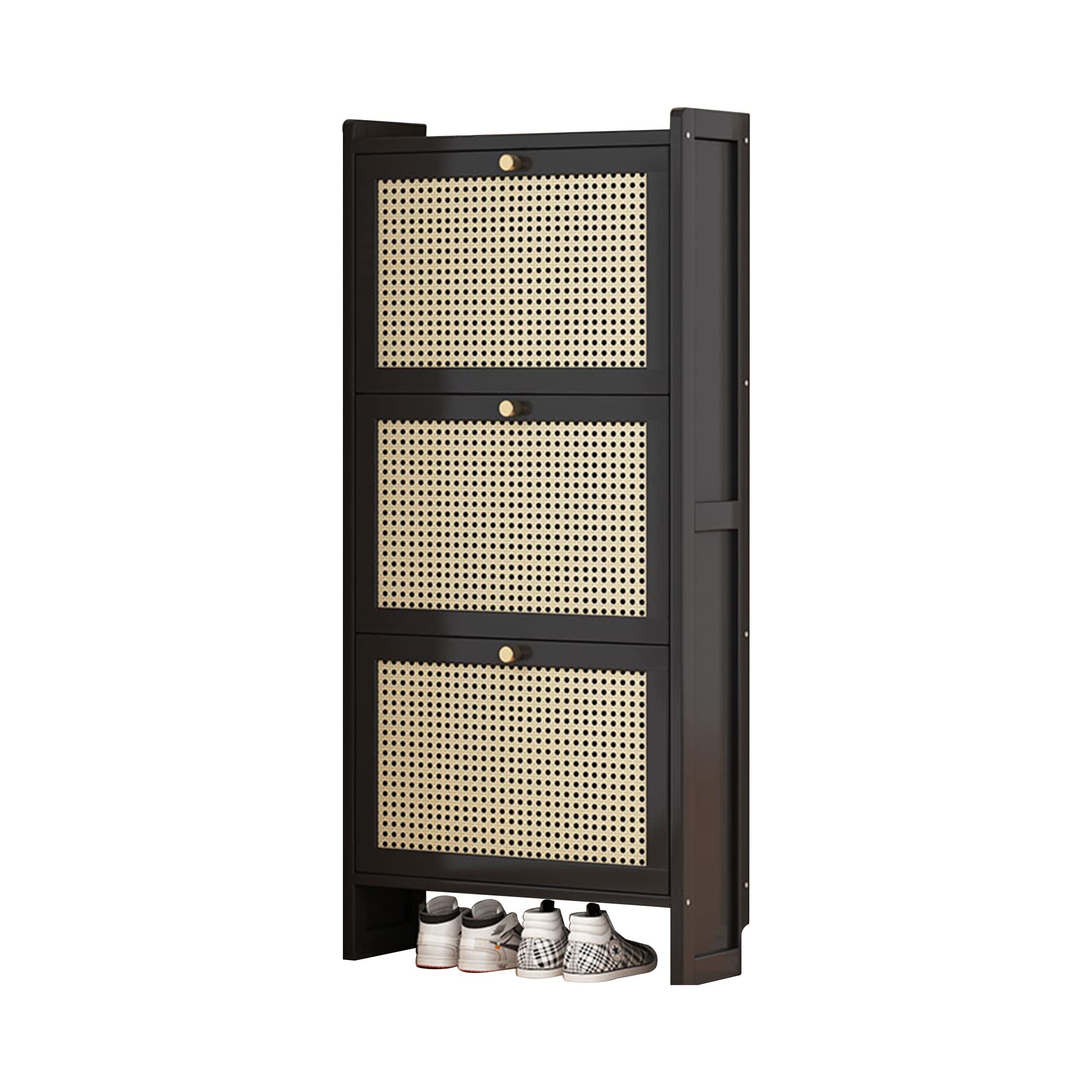Moderner schlanker Schuhschrank Nizer – Rattan 2/3 Flip Der Sto für Heels & Ss – Eingang & Wohnzimmer Freistehendes Schuhregal