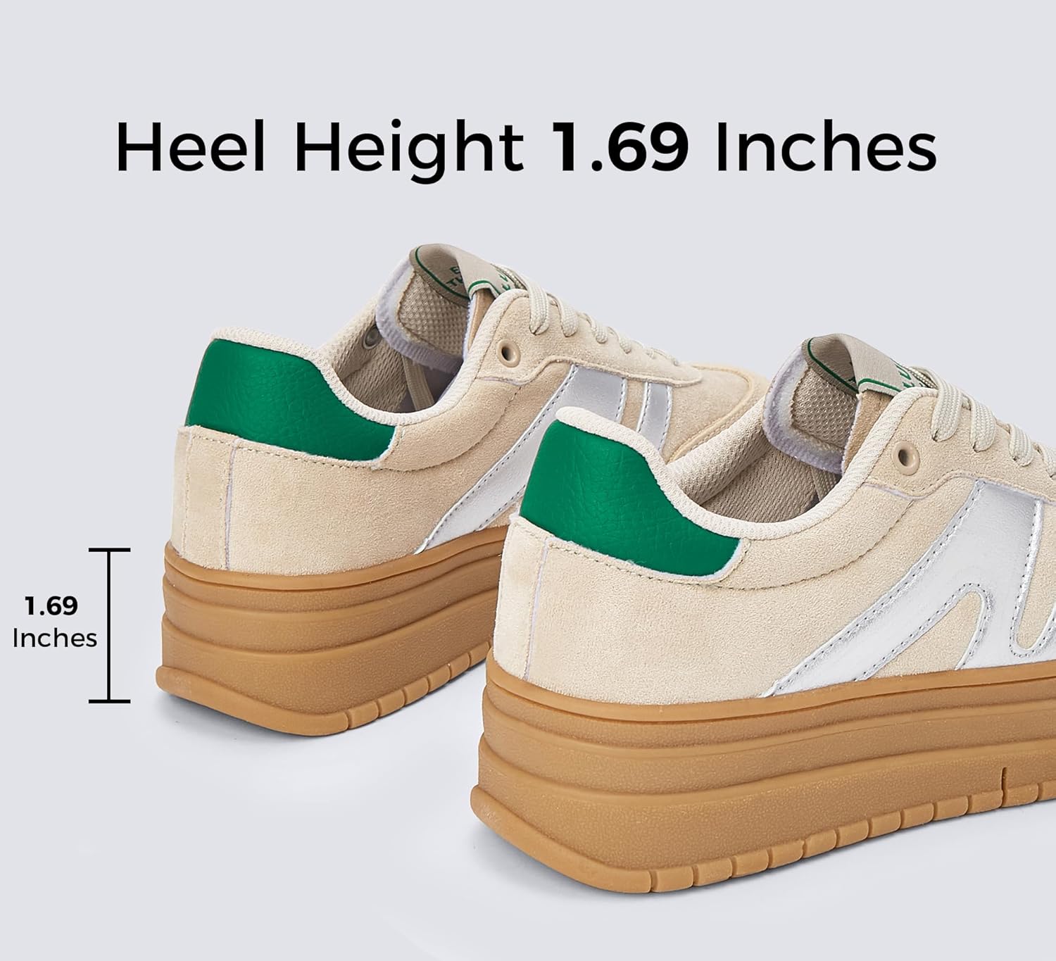 LUCKY STEP Women's Platform Gum Thick Sole Fashion Sneakers Classic Retro Rubber Low Top Casual Tennis Skate Walking Shoes - Image 4