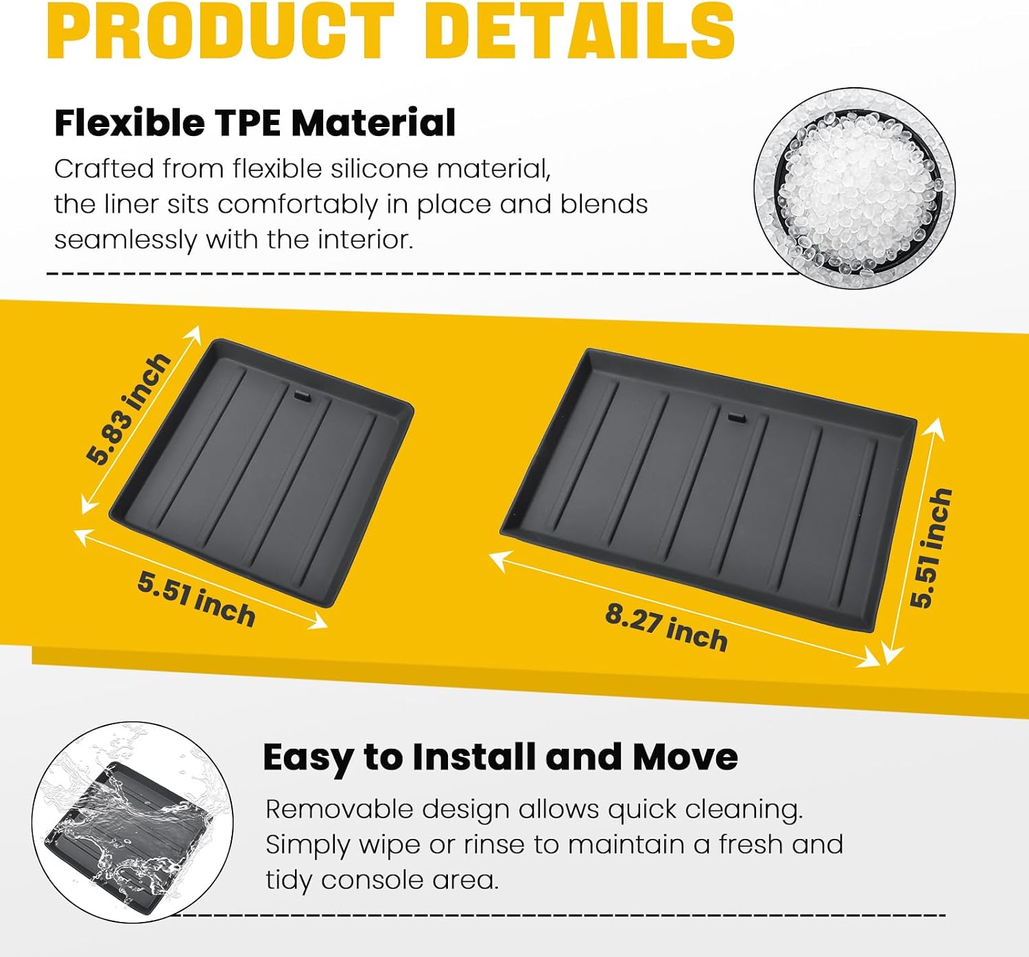 Center Console Silicone Liner Compatible with 2022-2026 Toyota Tundra SR SR5 Limited — 2PCS Armrest Lid Tray Insert Textured Rubber Mats, Center Console Organizer Interior Accessories