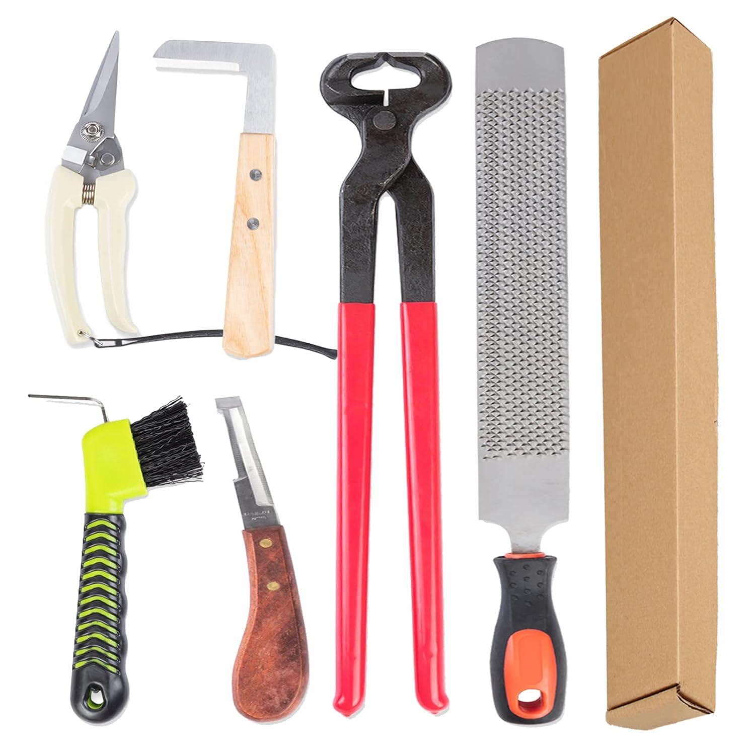 Nopaso Horse Farrier Hoof Tool Kit 7Pcs 14 Inch Rasp Hoof Cutter Set