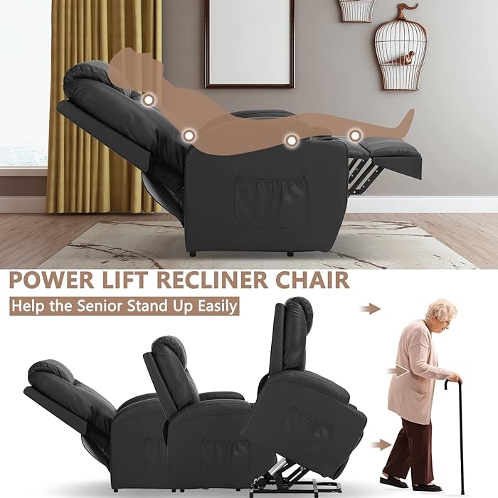 Buy GIODIR Power Lift Recliner Chair with Massage and Heat, Faux