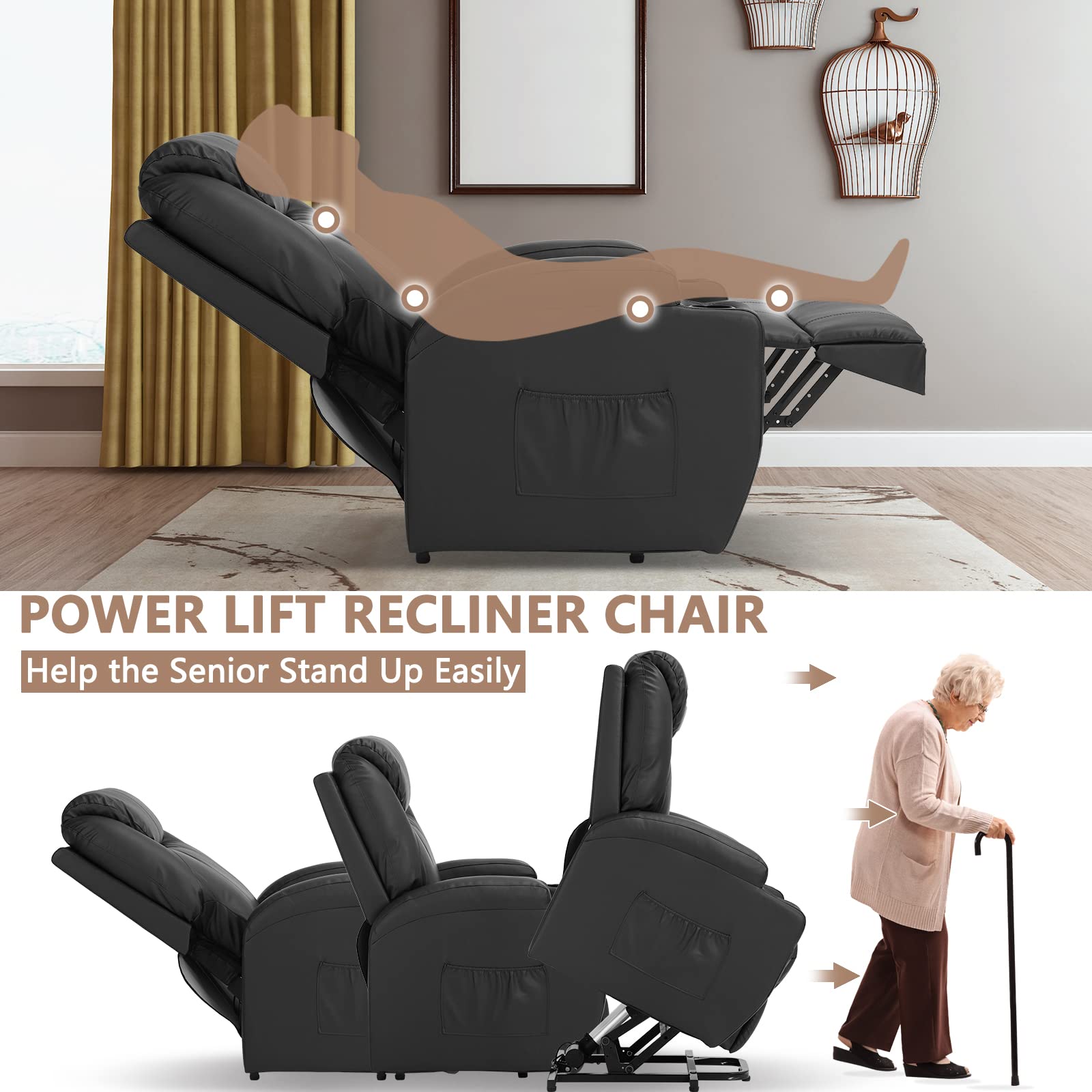 Buy GIODIR Power Lift Recliner Chair with Massage and Heat, Faux