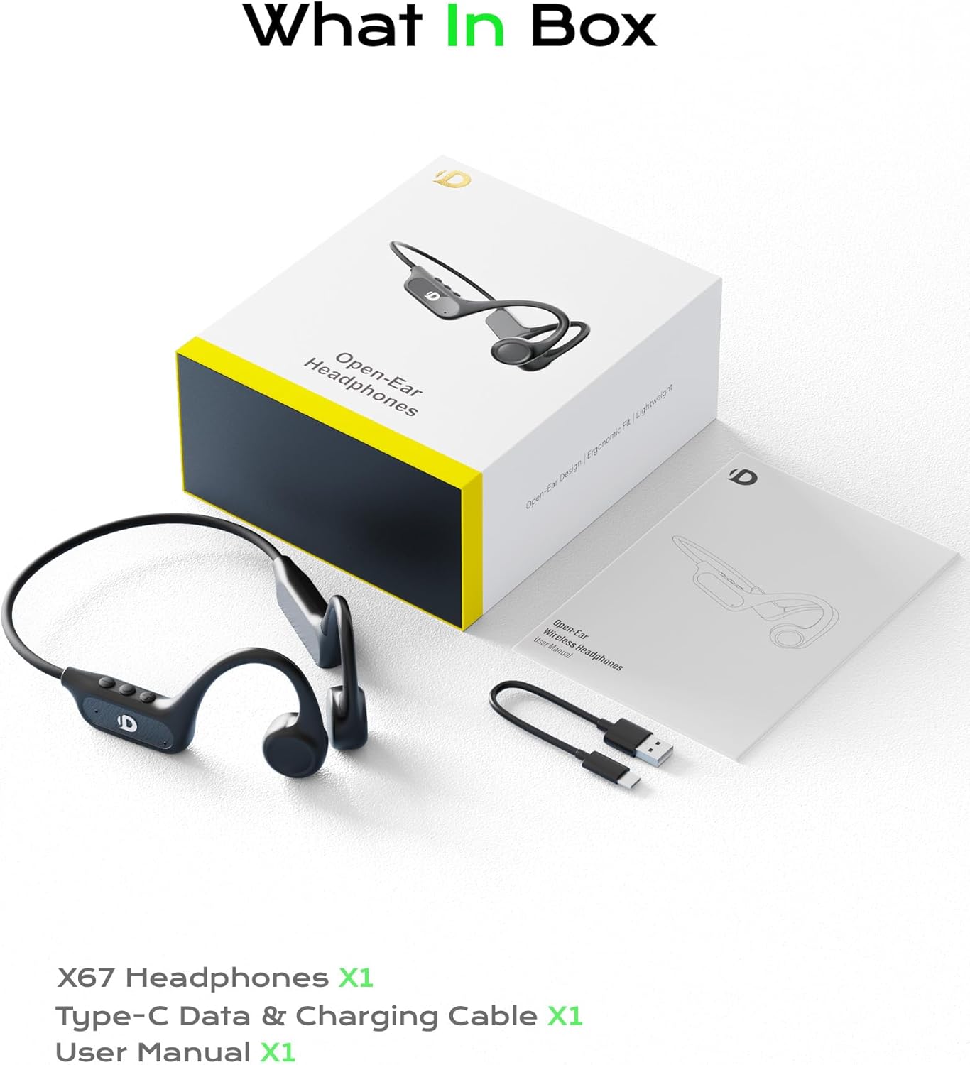 DEMICEA Open Ear Bone Conduction Headphones for Running - Bluetooth 6.0 Wireless Sport Earphones, Up to 12H Playtime, IP54, Built-in Mic, Secure Fit