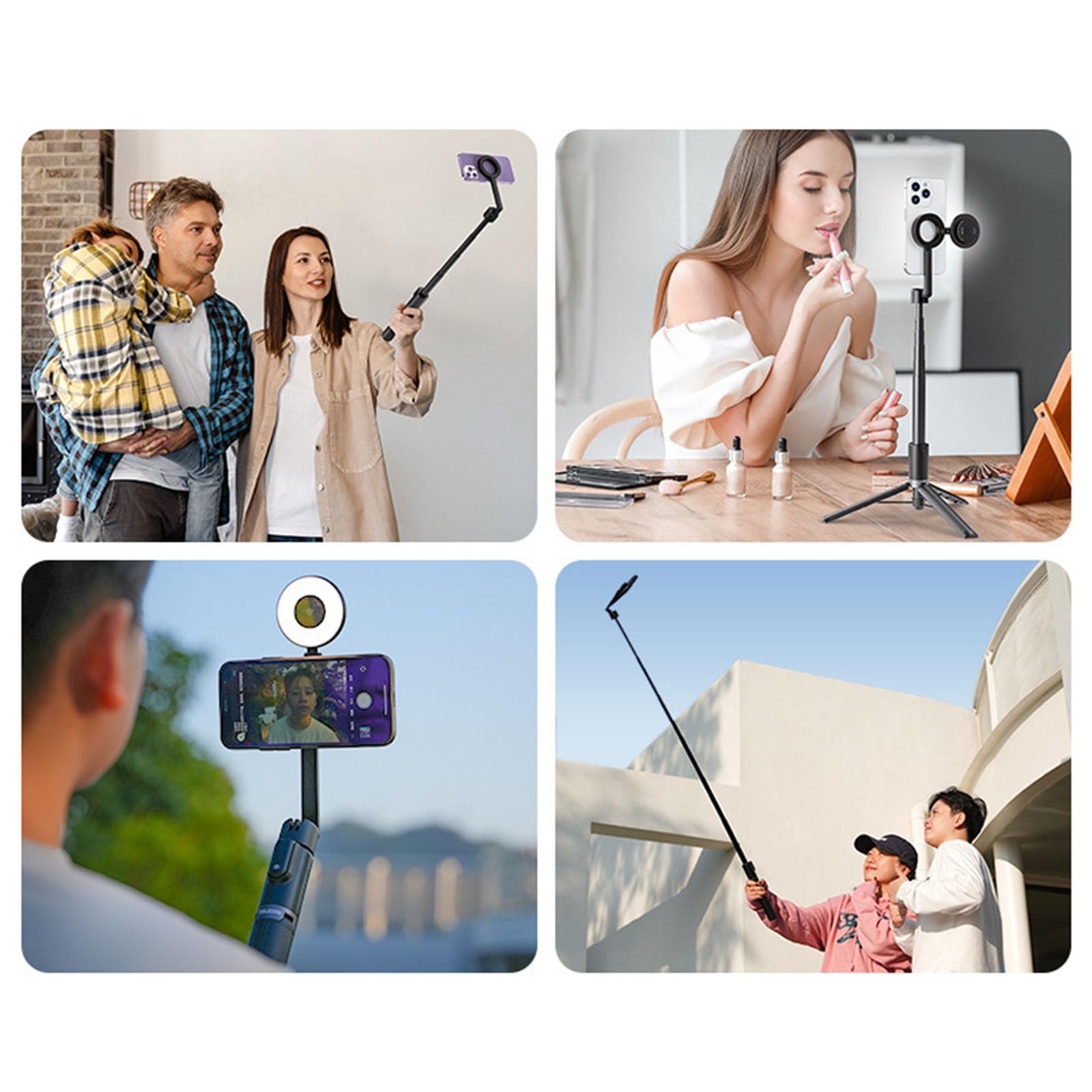 Forte supporto per telefono Treppiedi Selfie Stick 3200 Gauss 360 Rotazione Pieghevole 24,2 cm 30,50 cm Antiscivolo Base in Silicone Treppiedi per telefono