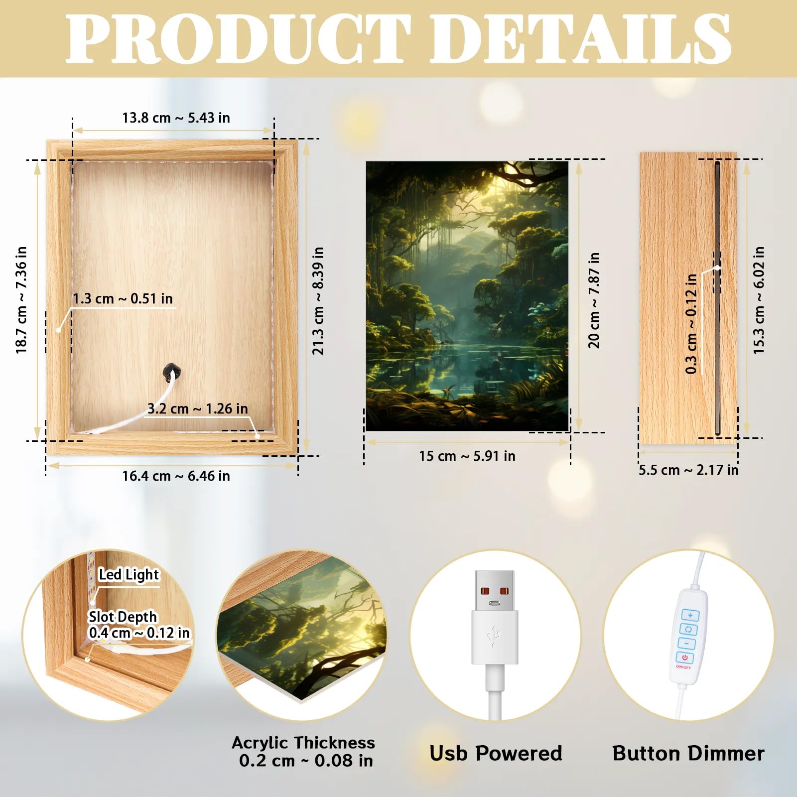 Light Up Painting, Mystical Forest Wall Art Picture Light Gothic Forest Light Up Desktop Art Frame, 10 Brightness, USB Powered, 3 Lighting Modes, Anxiety Relief Decor Gift for Bedroom Home