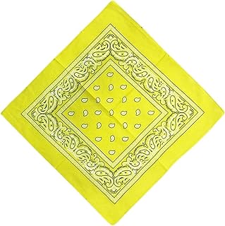 SynapSYA Pañuelo de algodón for la cabeza de 55x55cm, pañuelo cuadrado colorido deportivo, pañuelos Tie-Dye, pañuelo for la cabeza for mujer PañUelo Cabeza(Yellow)