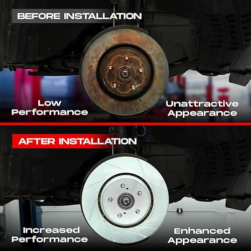 Miniatura 8 de R1 Concepts Juego de frenos y rotores delanteros | Disco de freno| Rotores de freno|compatible con Nissan 720, D21, NP300, Pickup, 1985-2012