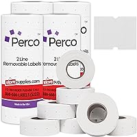 Vista 35 de Perco Etiquetas amarillas de 2 líneas, 8 rollos, 1 manga, 6,000 etiquetas de precio en blanco y fecha para pistolas Perco de 2 líneas de precio