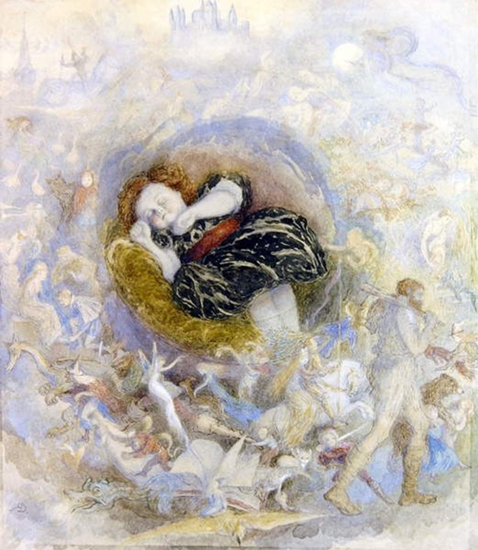 Impression d'art Le rêve de terre d'un enfant affiche Richard Doyle
