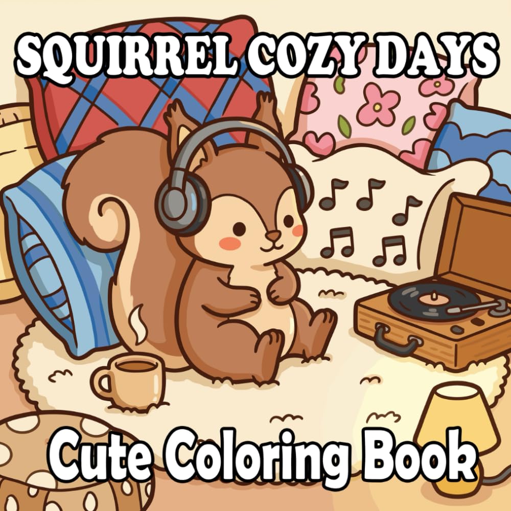 Squirrel Coloring Book: Cute & Cozy Squirrels for Kids and Adults