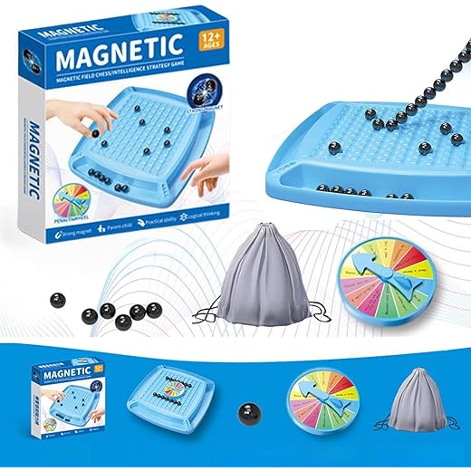 Magnetic Chess Game Stones, Magnetic Chess Strategy Game with 20 Stones, Magnetic Chess Set Battle Chess Board, Fun Table Top Multiplayer Magnetic Chess Game Party Supplies for Family (C)