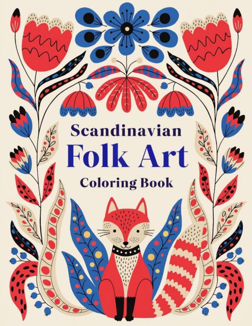 Scandinavian Folk Art Coloring Book: 30 Scandi Aesthetics Animal Coloring Pages for Adult Relaxation