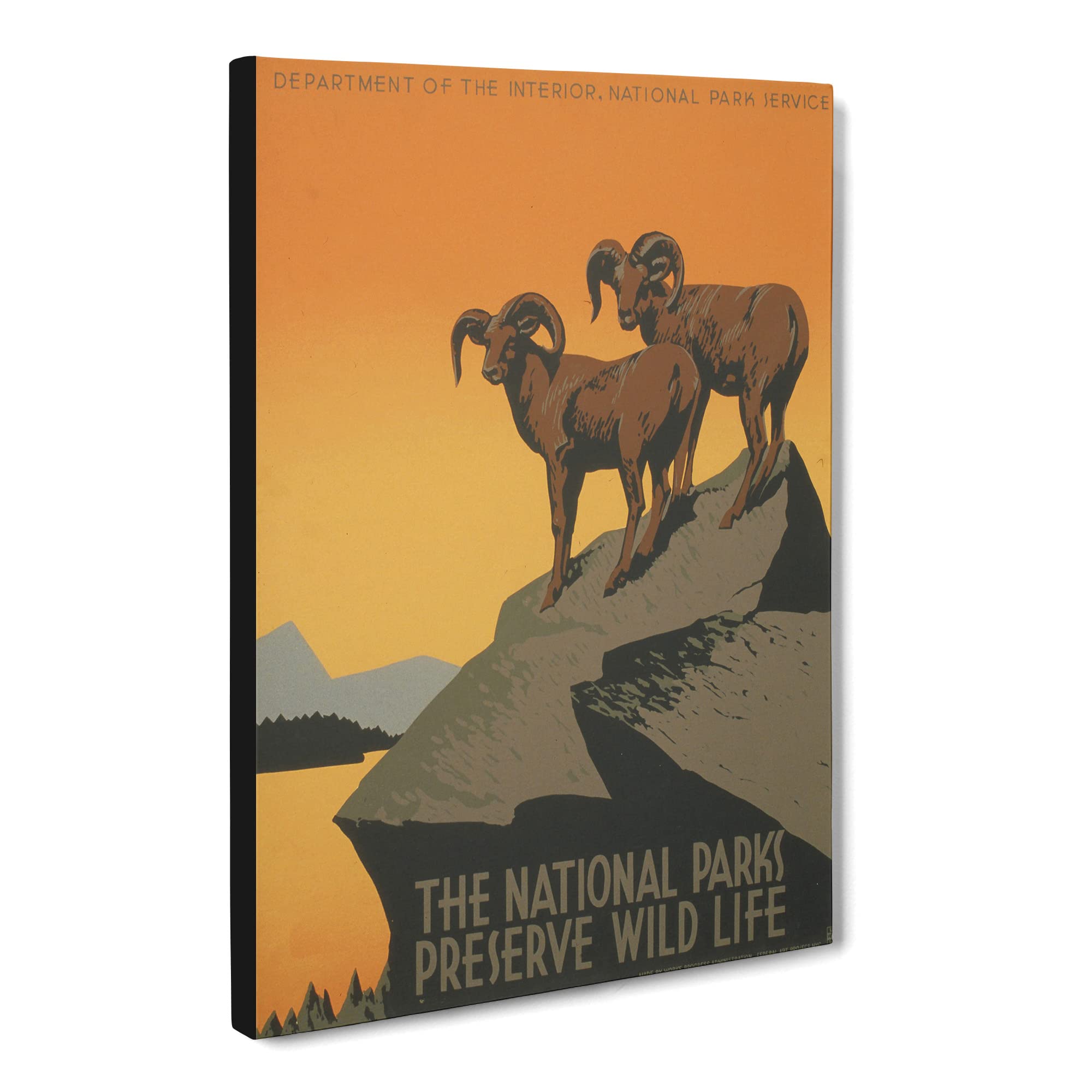 Wpa National Parks Travel Poster Canvas Print, Mixed, 25L x 50W cm