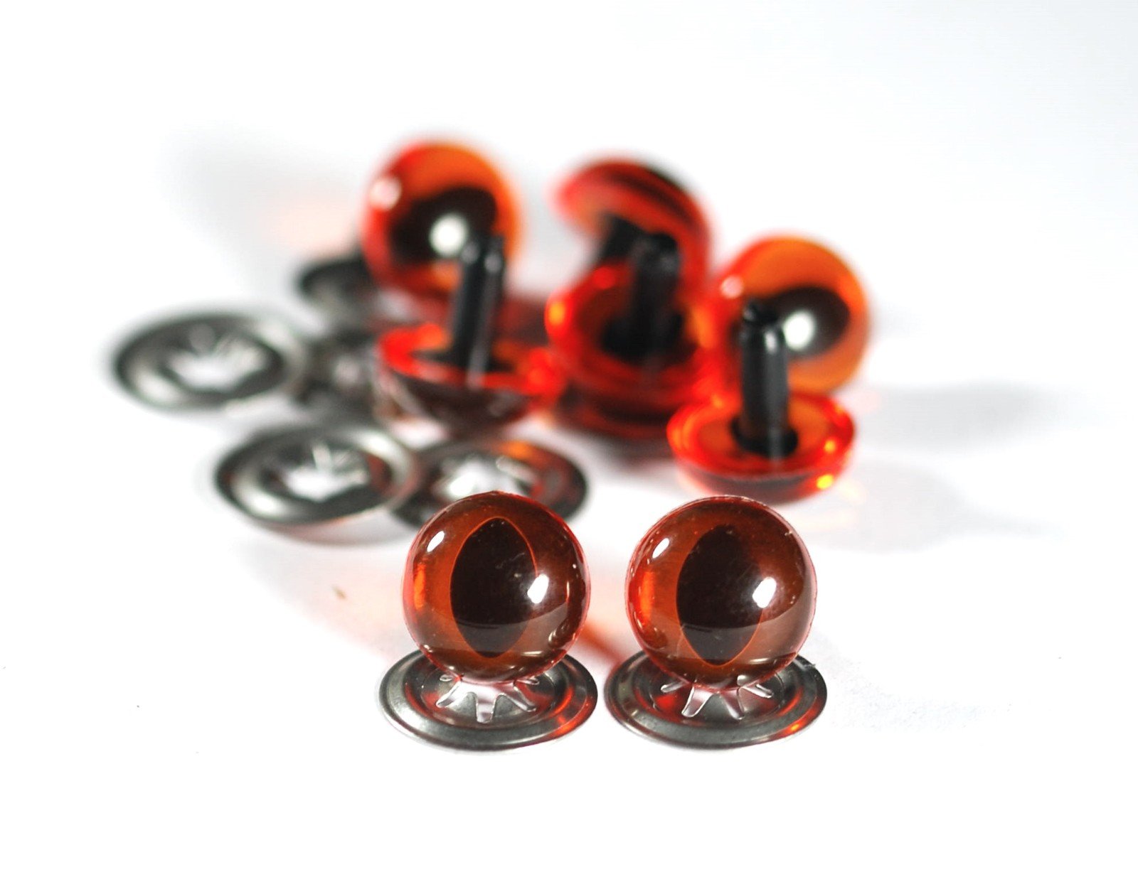 celloexpress Amber Cats Crystal Eyes with Metal Backs - 18mm - Safety Eyes for Soft Toys or Teddy Bears - Pack of 4 Pairs — image 1