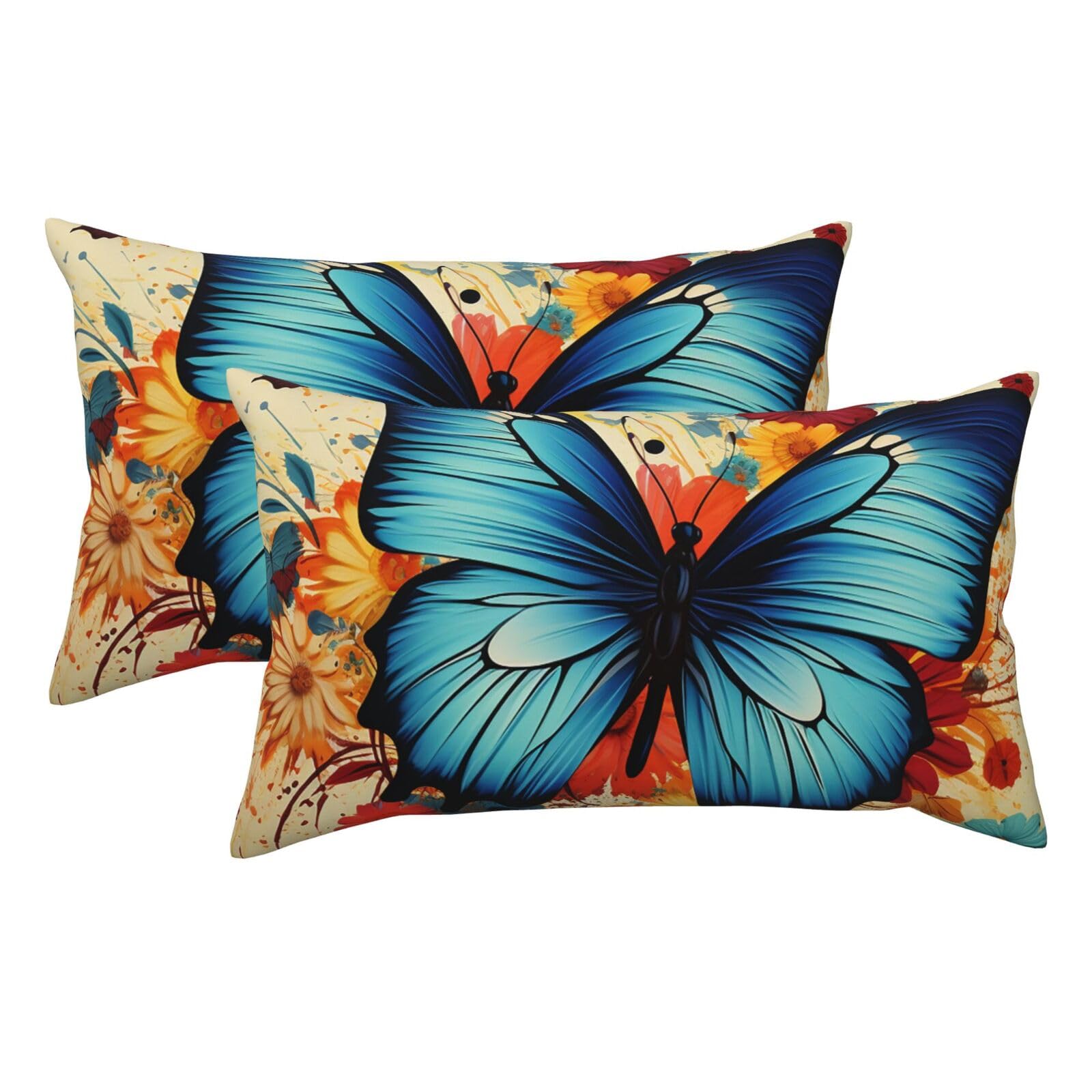 2 Pack King Pillow Cases with Hidden Zipper, Soft Breathable Pillow Covers for Hair and Skin, Butterfly Pillowcases 20"x36" Bed Pillow Protectors Cover for Sleeping Gifts