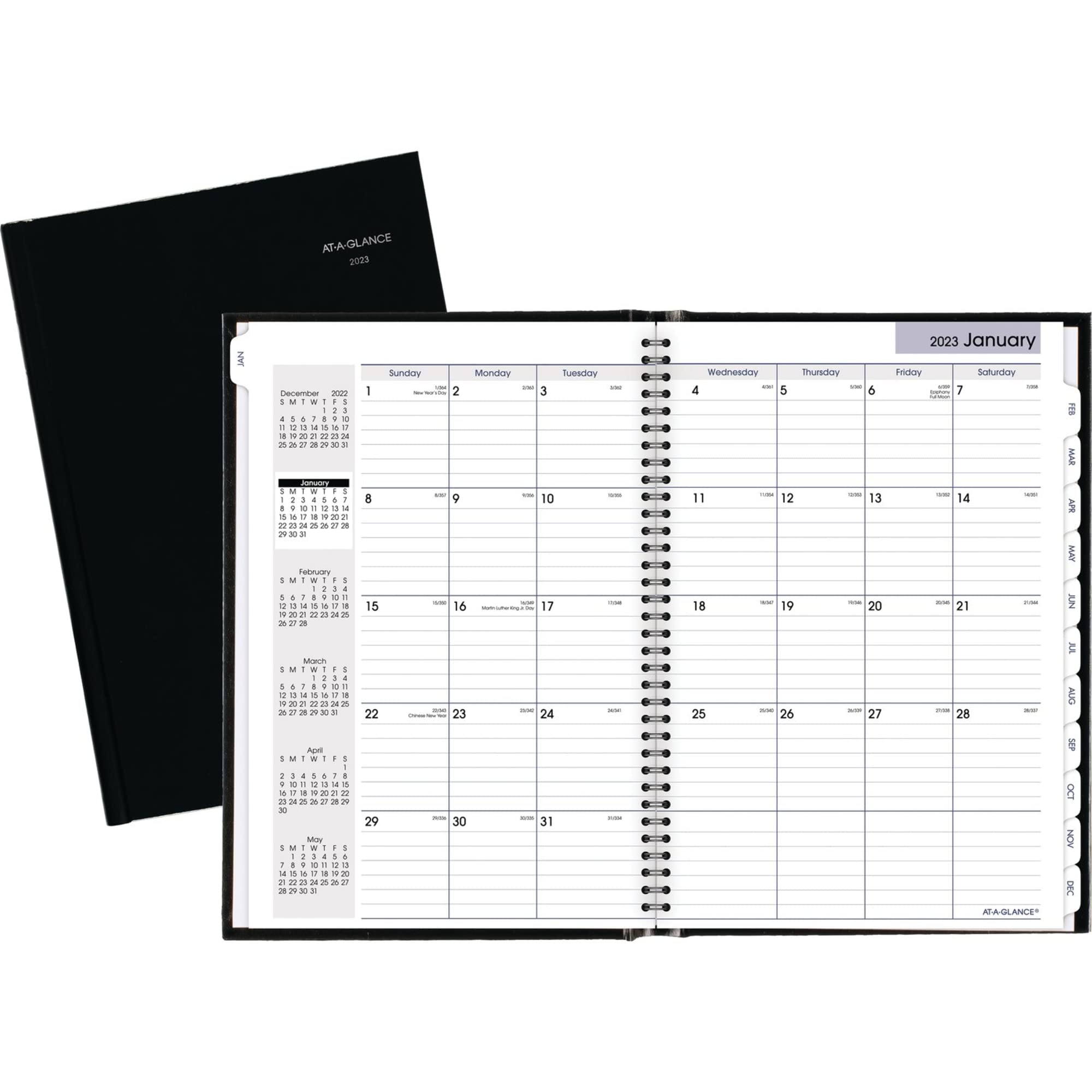 AT-A-GLANCE Monatsplaner 2023, DayMinder, 20,3 x 29,5 cm, große, monatliche Registerkarten, Hardcover, schwarz (G470H00)