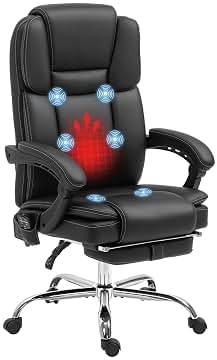 Produktbild von Vinsetto Massage-Bürostuhl Ergonomisch – Schreibtischstuhl Mit Liegefunktion, Kopfstütze, 120 Kg