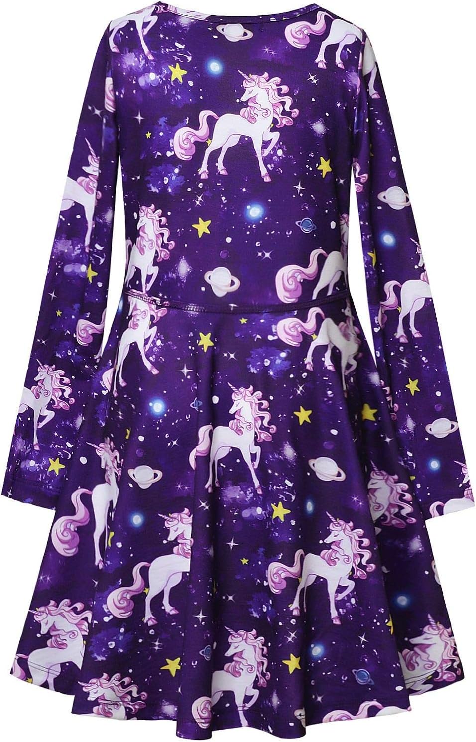 QPANCY Girls Long Sleeve Dresses Unicorn Mermaid Cat Swing Fall Winter Clothes - Image 2