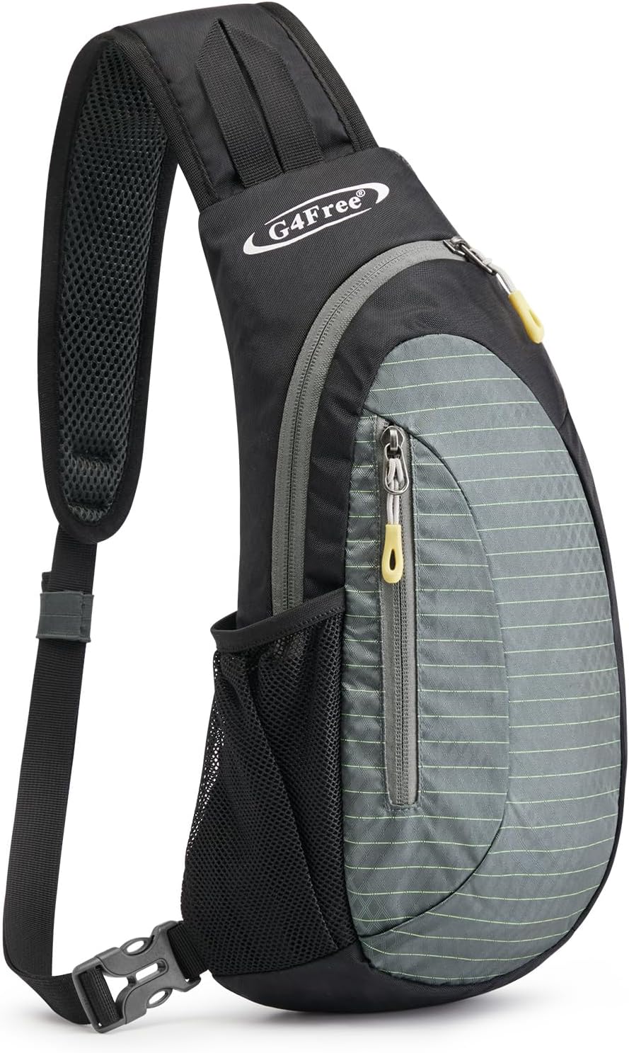Sling Bag for Men Women, Small Crossbody Backpack Lightweight Chest Shoulder Bags for Travel, Outdoor and Sports (Black-grey)