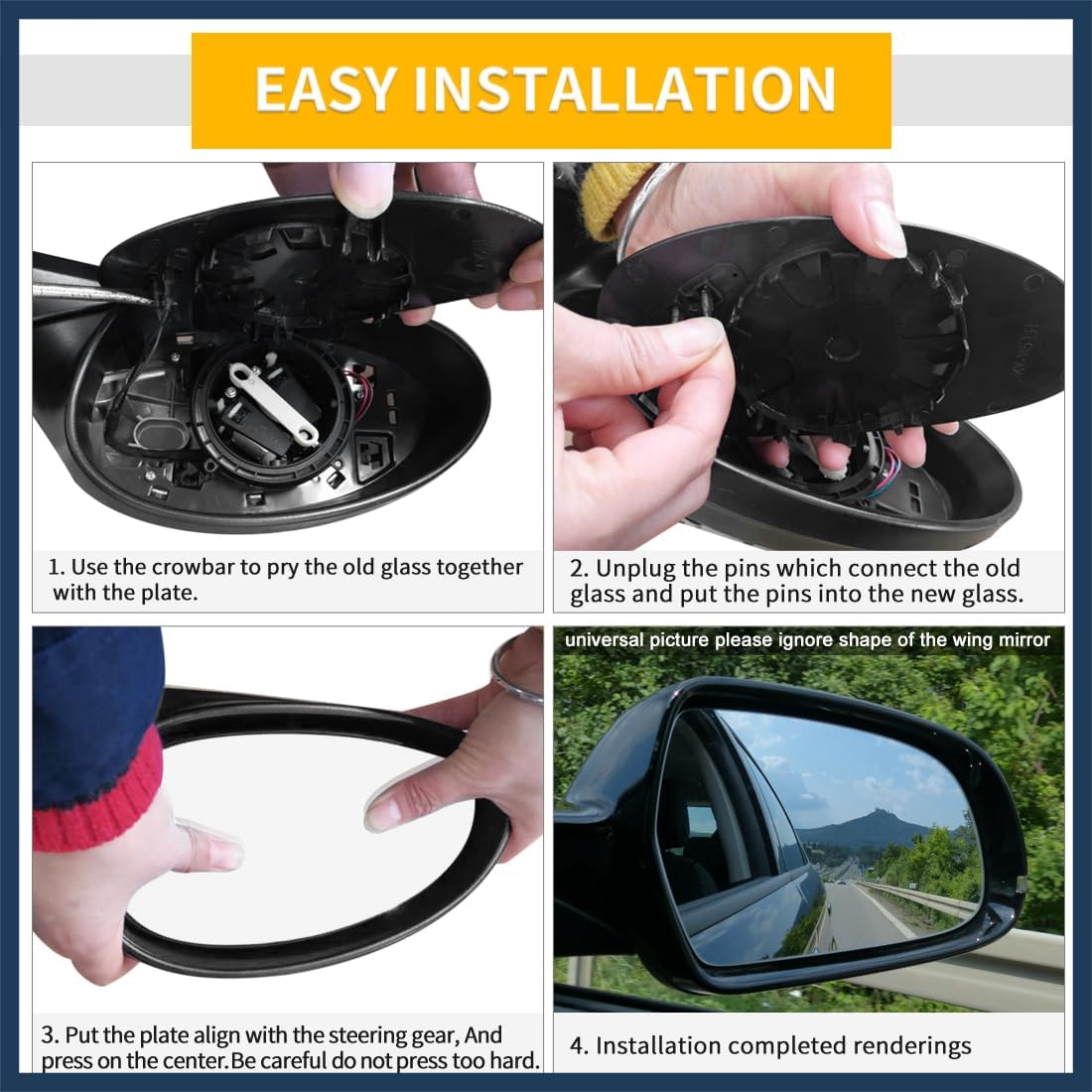 for Nissan Murano 09-14 Car Rearview Passenger Right Side Heated Mirror Glass Replacement W/Backing Plate