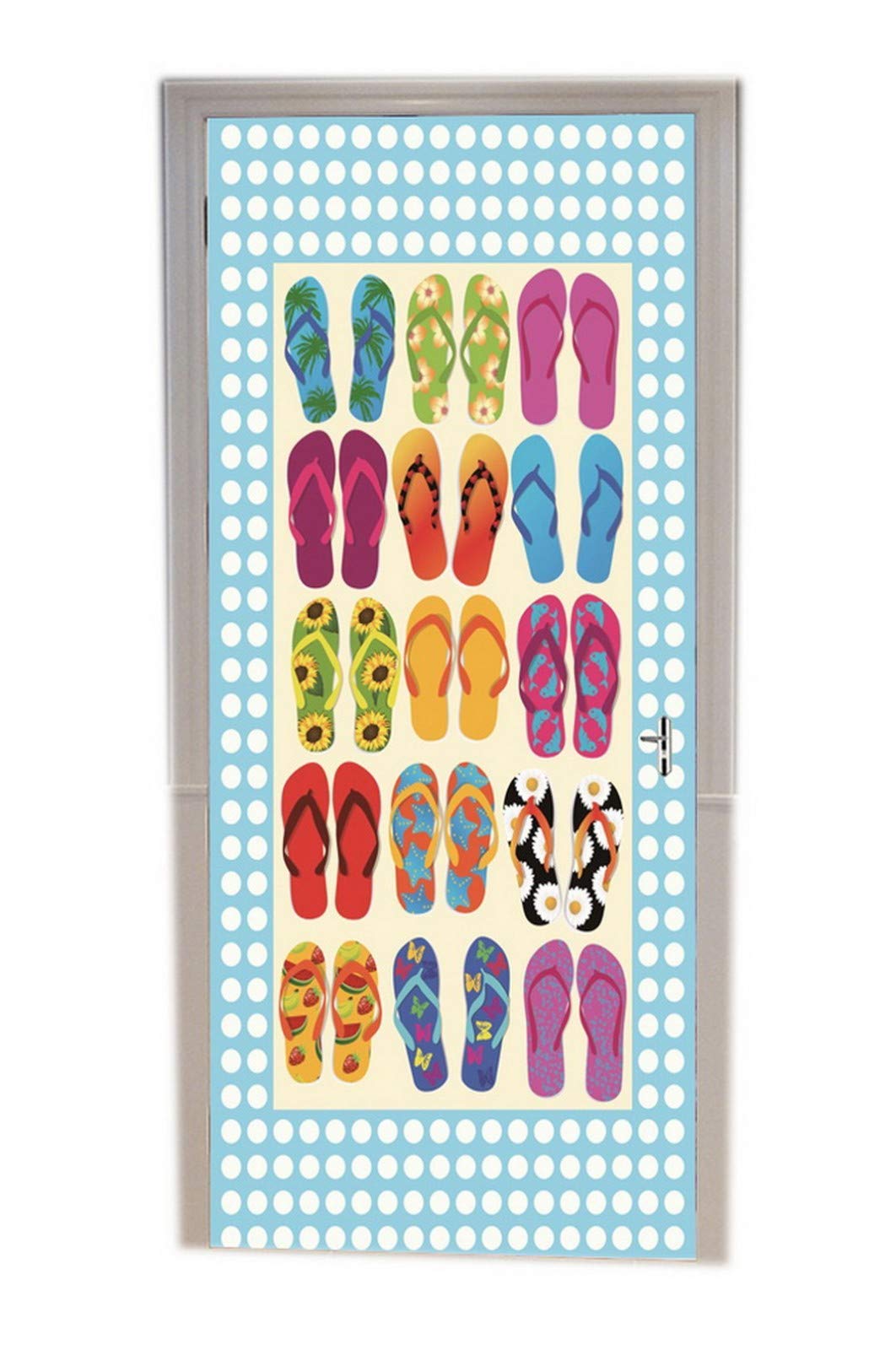 3D Türfolie Selbstklebend - Polygon Blau Lila Krake Design