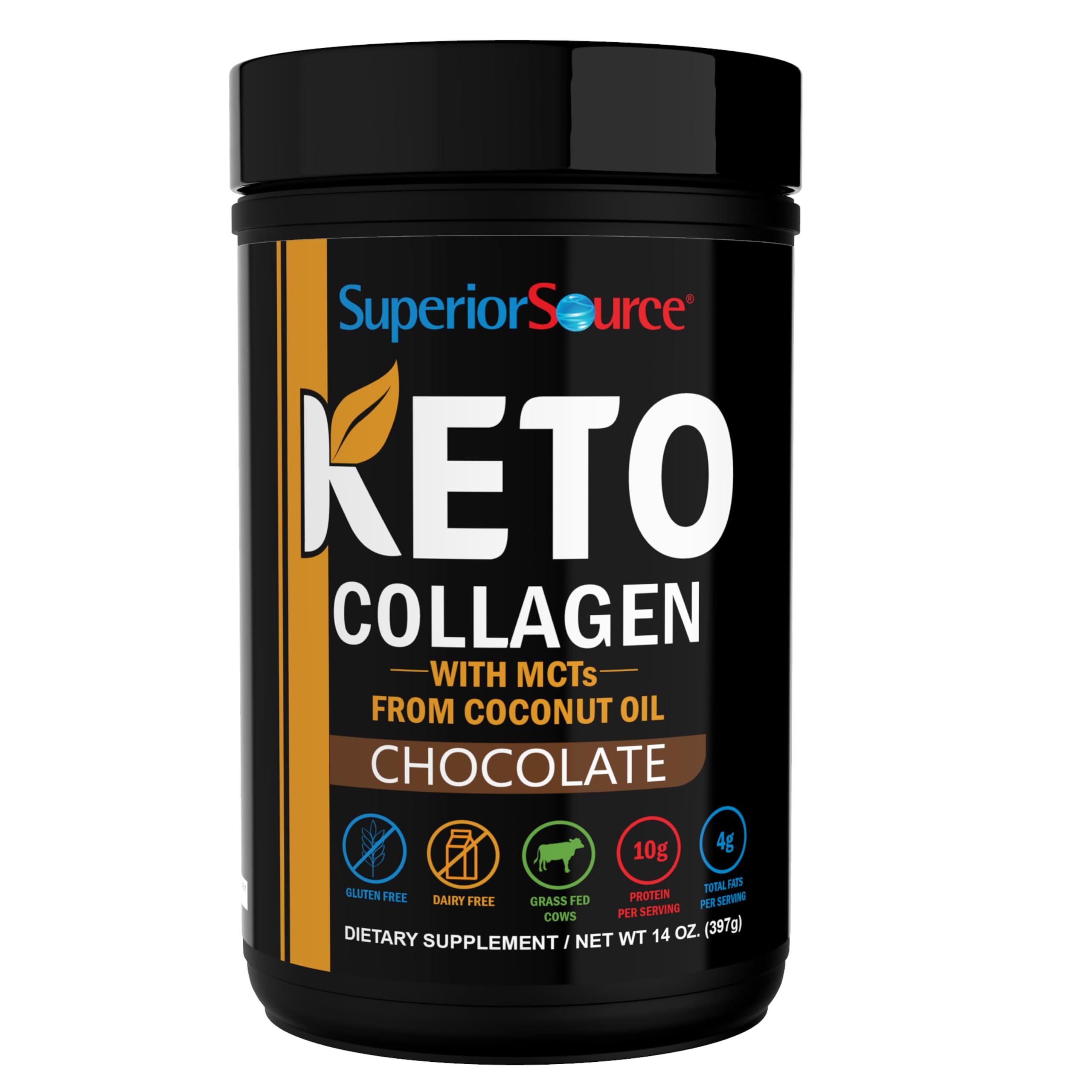 Keto Collagen - Collagen Protein Powder with MCT Oil - Supports Hair, Skin, Nails & Joint Health - Dairy-Free - Chocolate, 14 oz