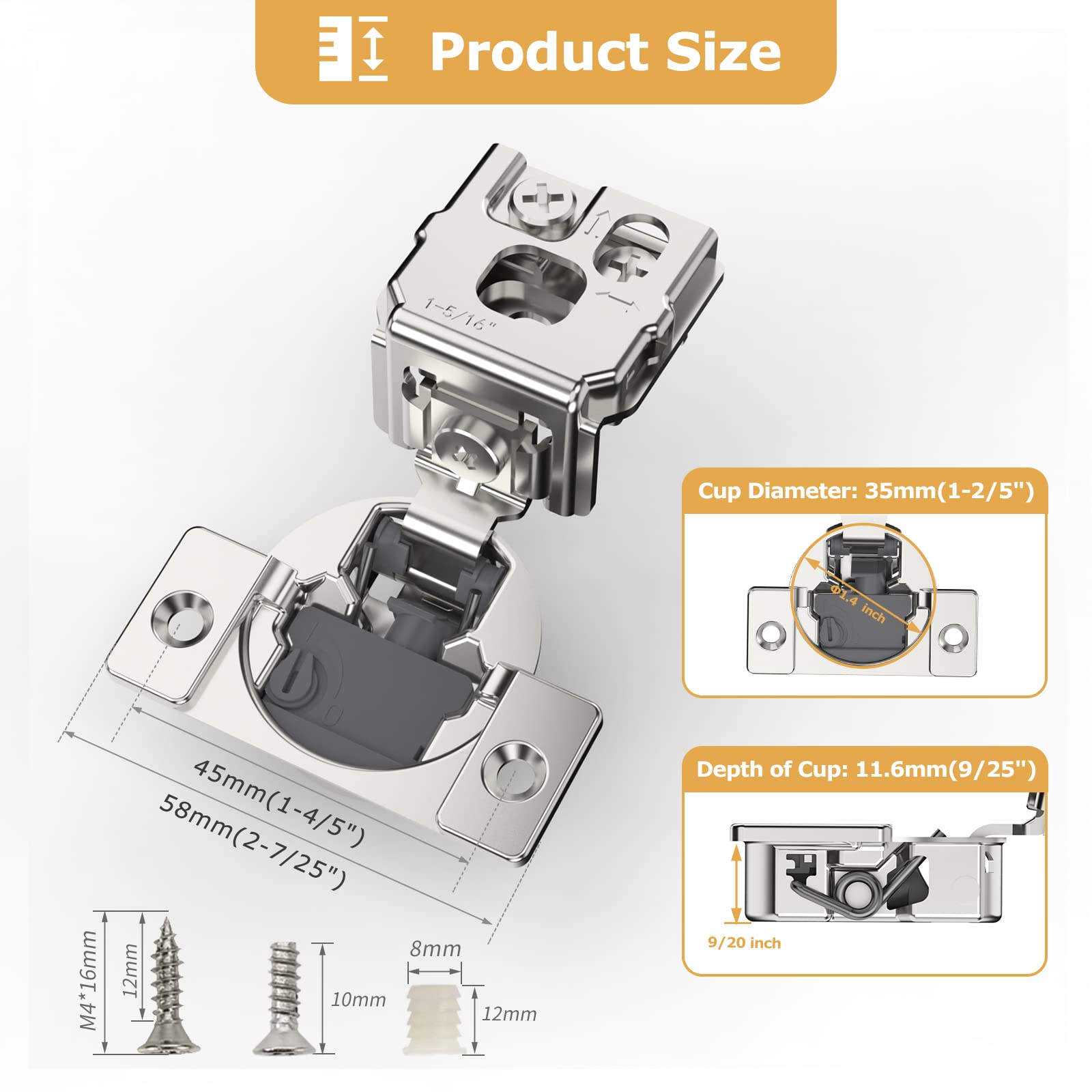 FURNIWARE Cabinet or Furniture Hinges
