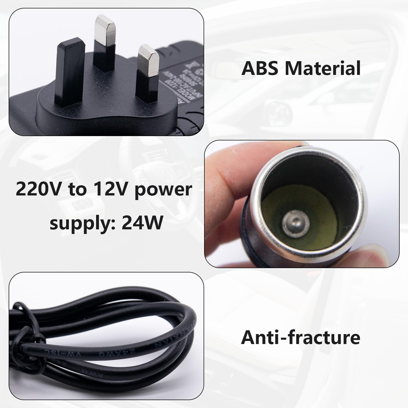 Car Plug Adapter 240V 2A AC Mains to 12V DC, Cars Power Inverters, Car Converter Socket Voltage, UK Plug Household Cigarette Lighter (Maximum Power 24W) — view 7