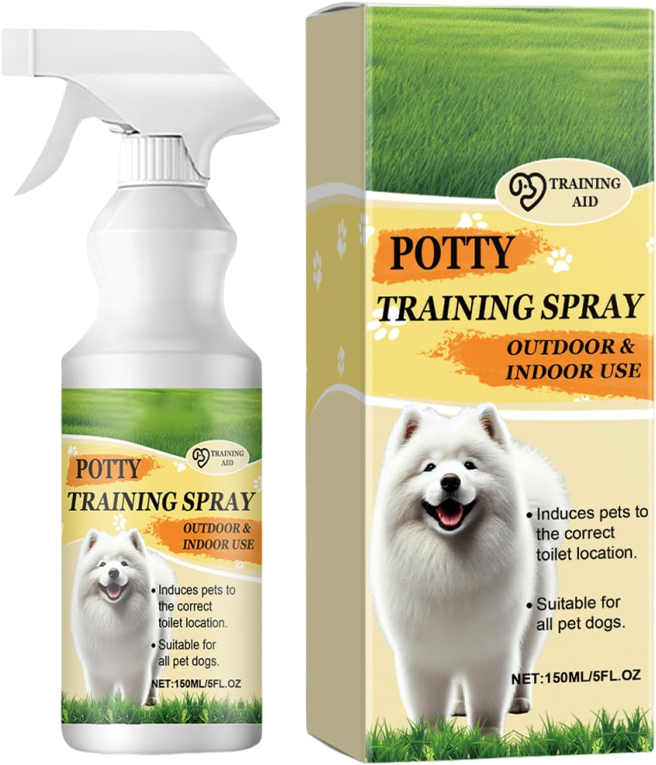 Potty Training Spray - 150ml Puppy Potty Pet Guide, Behavior Corrector for Training, Toilet-In-Right-Place Tool, Pheromone-Infused Gear with Liquid Formula, Potty-Trainer Solution for Backyard Hygiene