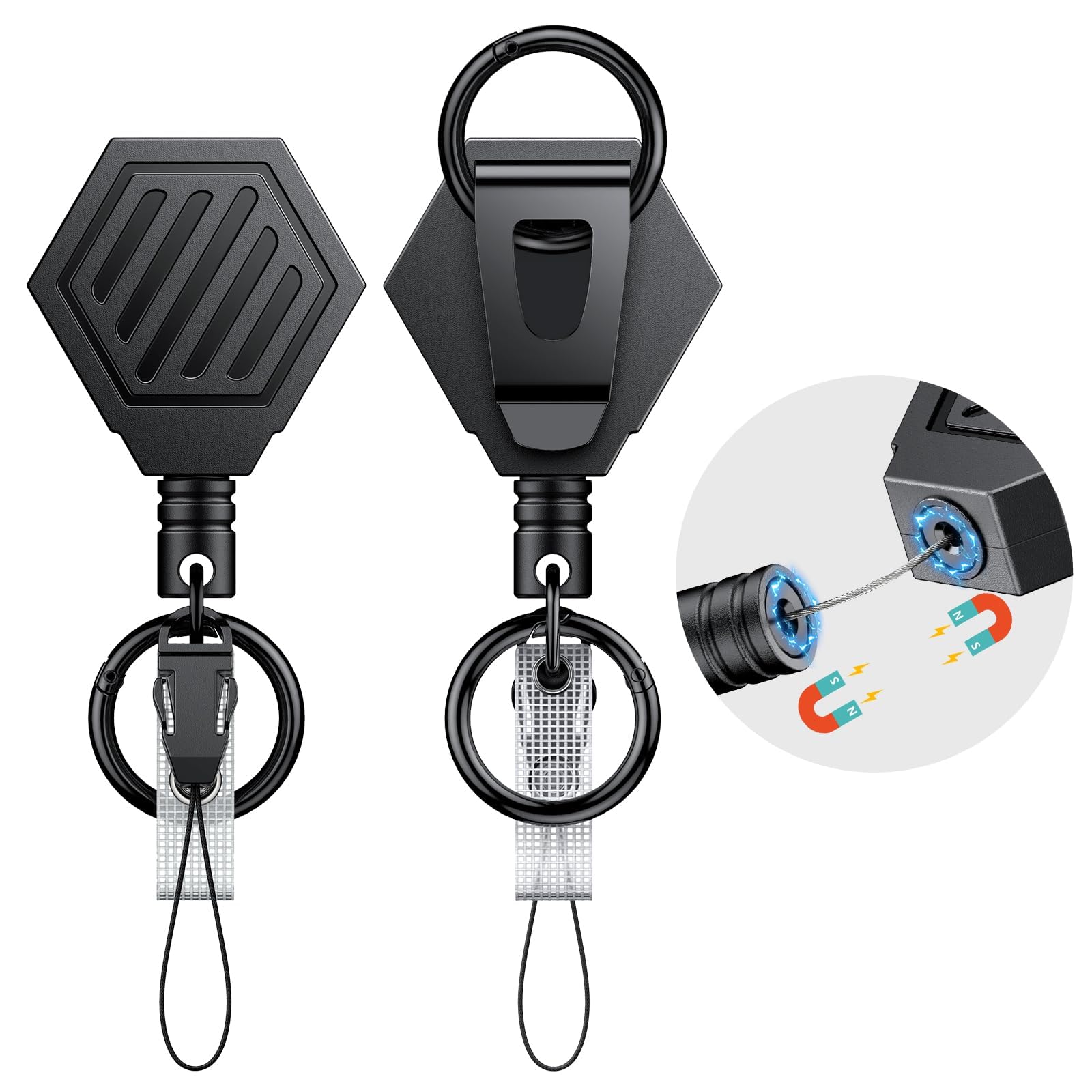 Photo 1 of Uniclife 2 Pcs Retractable Keychain Magnetic Badge Reel