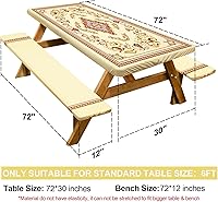 Vista 62 de Play Tailor - Mantel para mesa de pícnic con cubiertas para bancas, impermeable y a prueba de viento con bolsa de cordón, ajustable a mesas y bancas