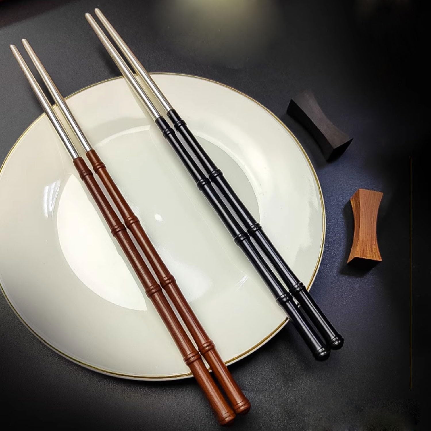 Baguettes réutilisables, baguettes réutilisables, baguettes jetables, coffret cadeau de baguettes en argent sterling réutilisables, ensemble de baguettes antidérapantes haut de gamme pour la maison