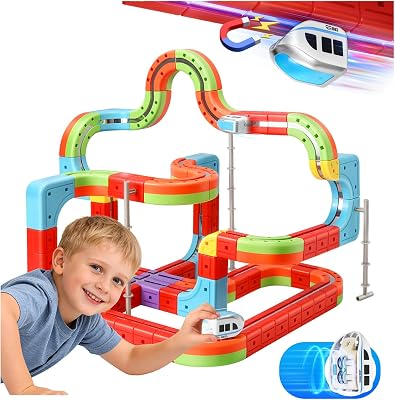 Electric Train Set for Kids with Anti-Gravity Magnetic Floating Tracks, Children’s Electric DIY Railway Tracks Set STEM Toy, Christmas Birthday Gift for Boys Girls Age 3 4 5 6 7 8+ (68PCS)