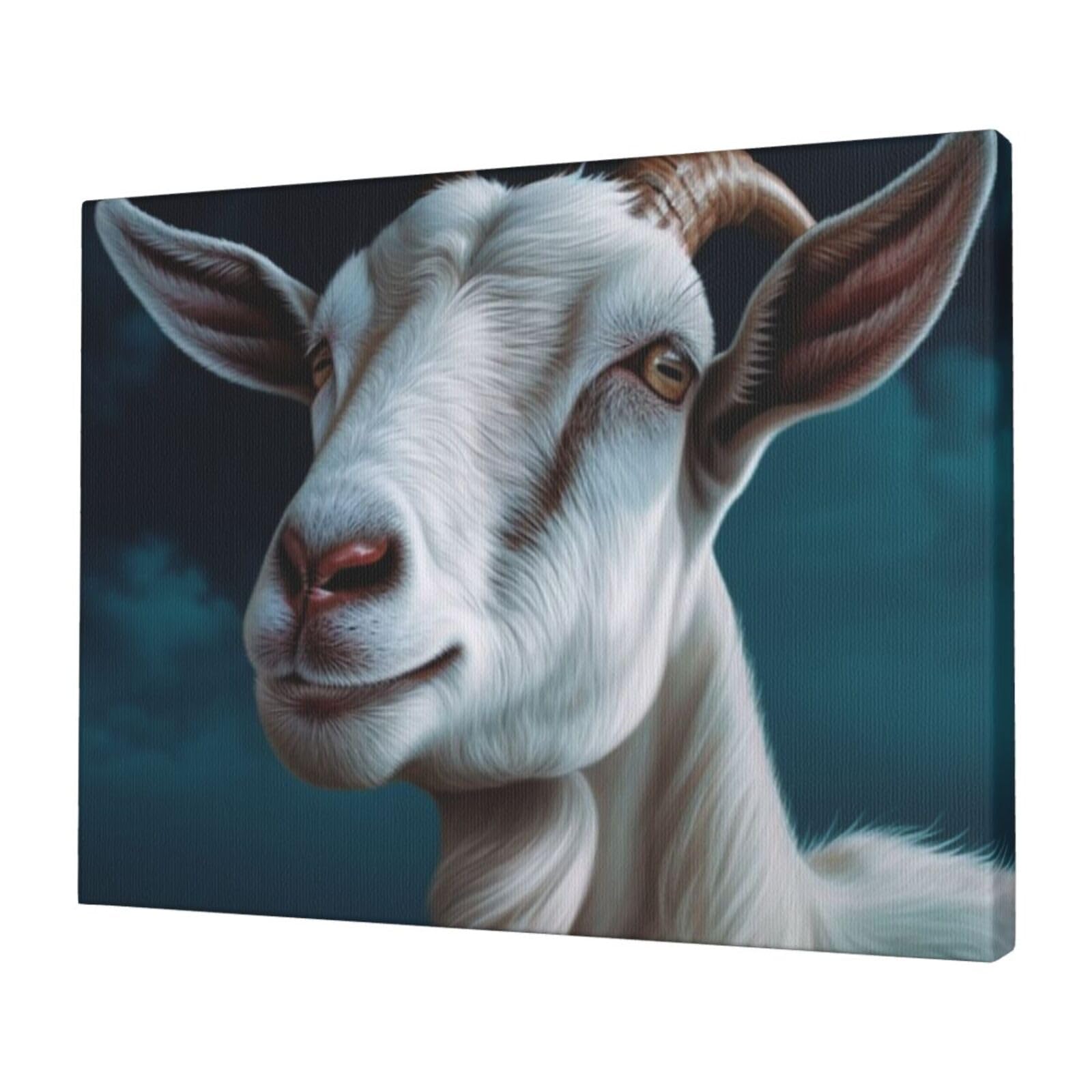 FodPand Canvas Wall Art for Living Room Wall Decor 12"x16" Modern Artwork Painting Pictures Hanging Canvas Prints Goat Aesthetic Wall Art for Bedroom Bathroom Office Wallart Decor