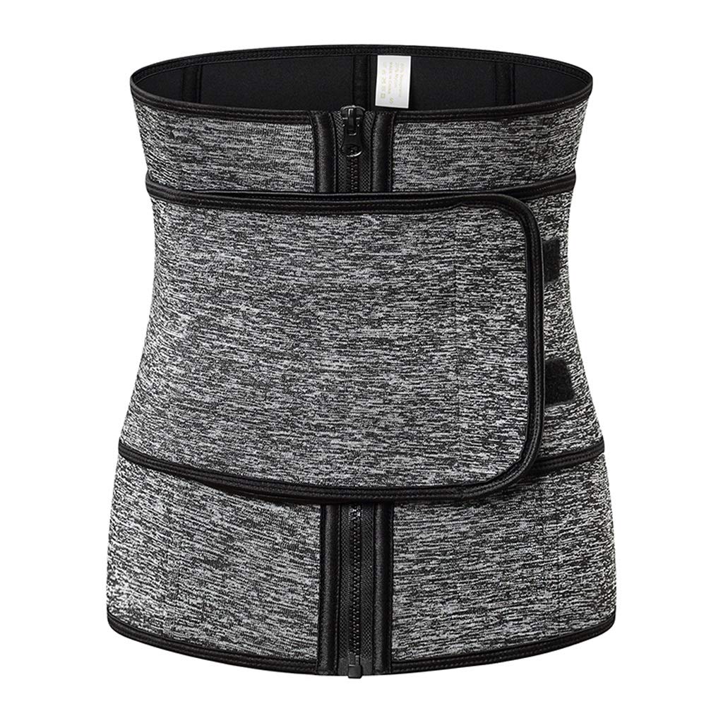 S-4XL Cinturón Abdominal 7 Acero Deshuesado Cremallera de Alta compresión Neopreno Cintura Cincher Sauna Corset Sudor Cintura Entrenador Body Shaper(Gray,XXXL)