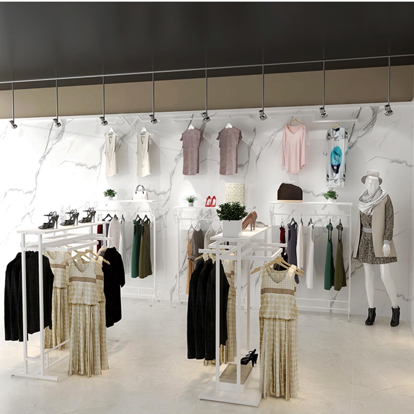Perchero de Tubo Resistente, Expositor de Ropa para boutiques, Tiendas minoristas y Almacenamiento en el hogar, Perchero Moderno para Tiendas de Ropa, Perchero de Metal independien