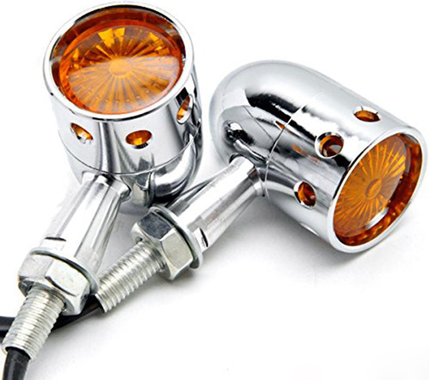 Motorcycle Turn Signals Blinker Lights Amber Lens for Softail Springer Heritage Classic a Pair (Chrome)