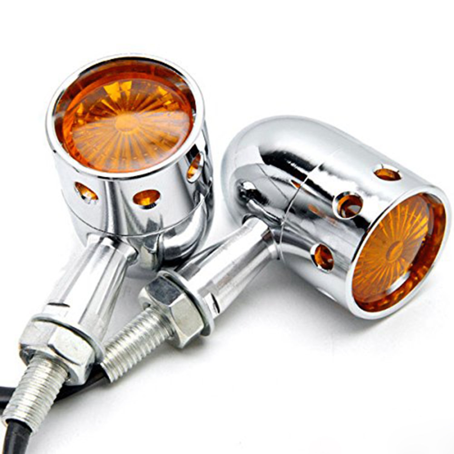 Motorcycle Turn Signal Mount Brackets – Chrome, Fits 30-45mm Fork Tubes (1 Pair) - View #2