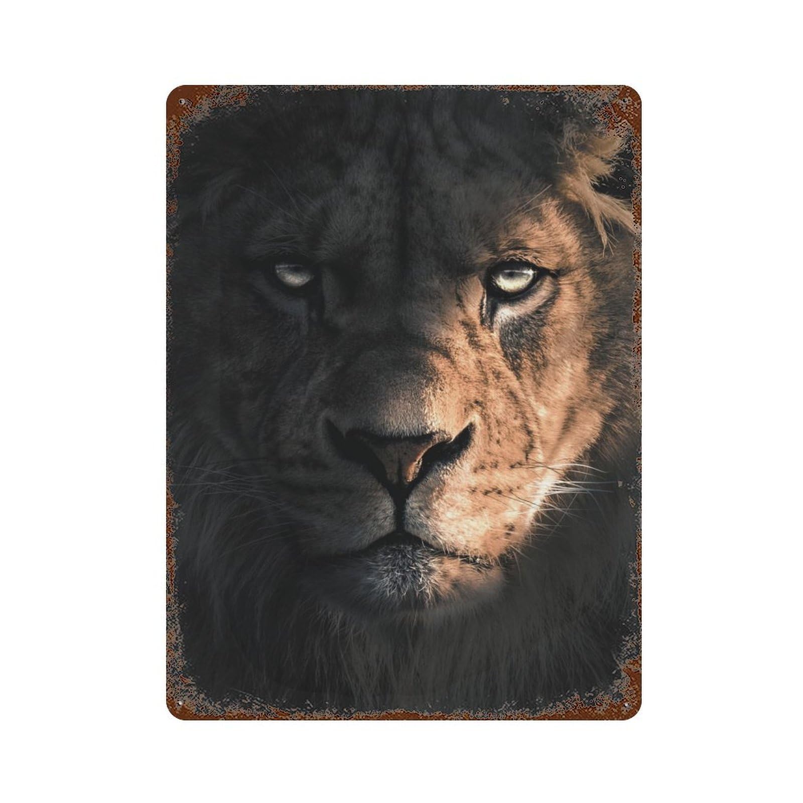 The Lion in The Dark Decorative Tin Sign 15.7"x11.8", for Bistro, Counter And Cafe Decor, Retro Wall Decor